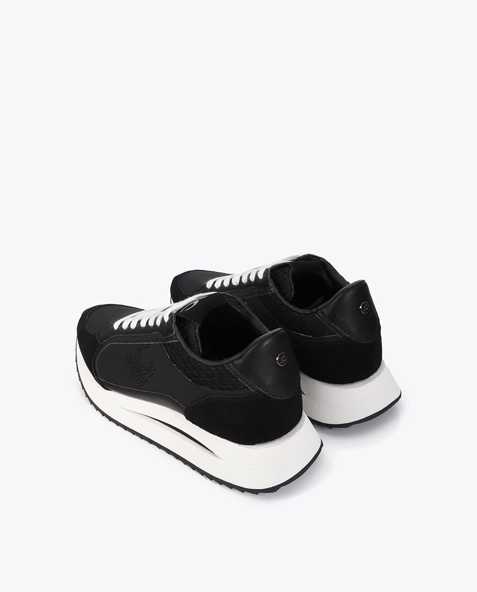 Zapatillas plataforma de mujer combinada con cierre de cordones - Lola Casademunt - Negro Negro-2