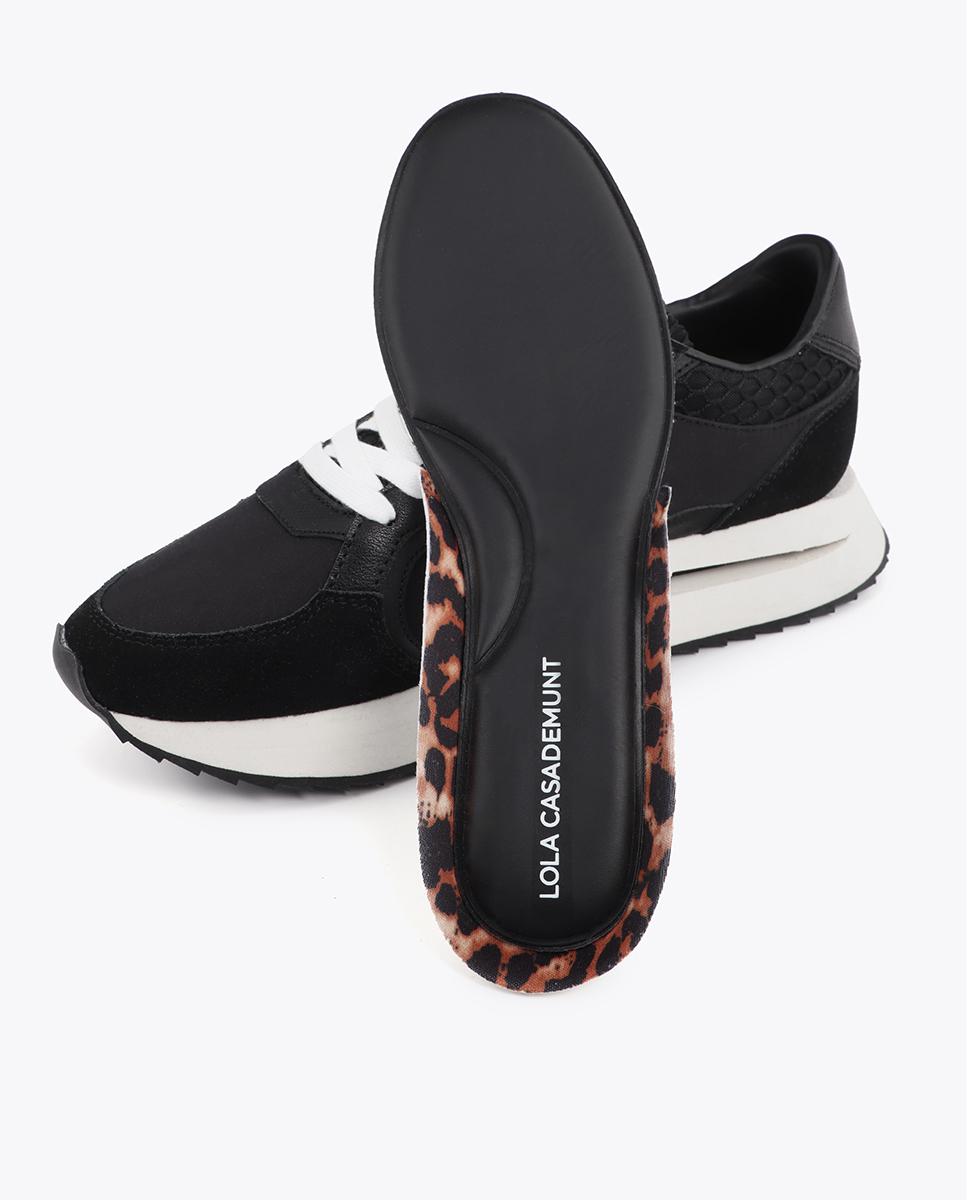 Zapatillas plataforma de mujer combinada con cierre de cordones - Lola Casademunt - Negro Negro-6