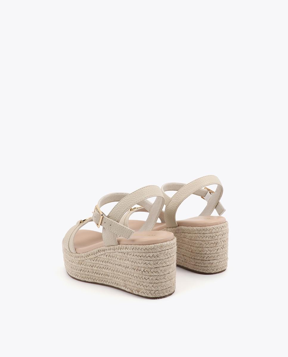 Sandalias de cuña de mujer en efecto rafia con tira personalizada - Lola Casademunt - Crudo Crudo-2