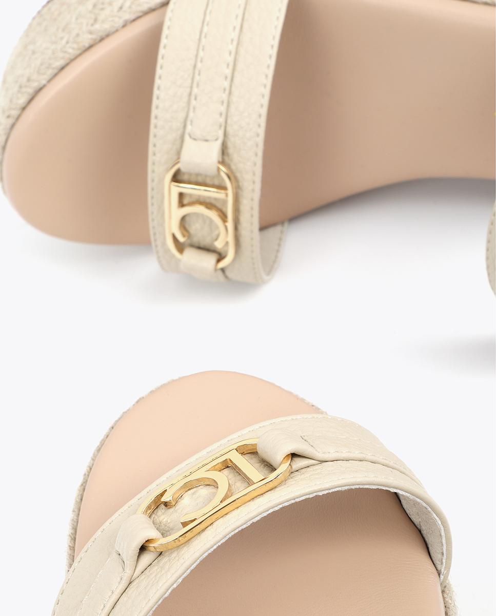 Sandalias de cuña de mujer en efecto rafia con tira personalizada - Lola Casademunt - Crudo Crudo-4