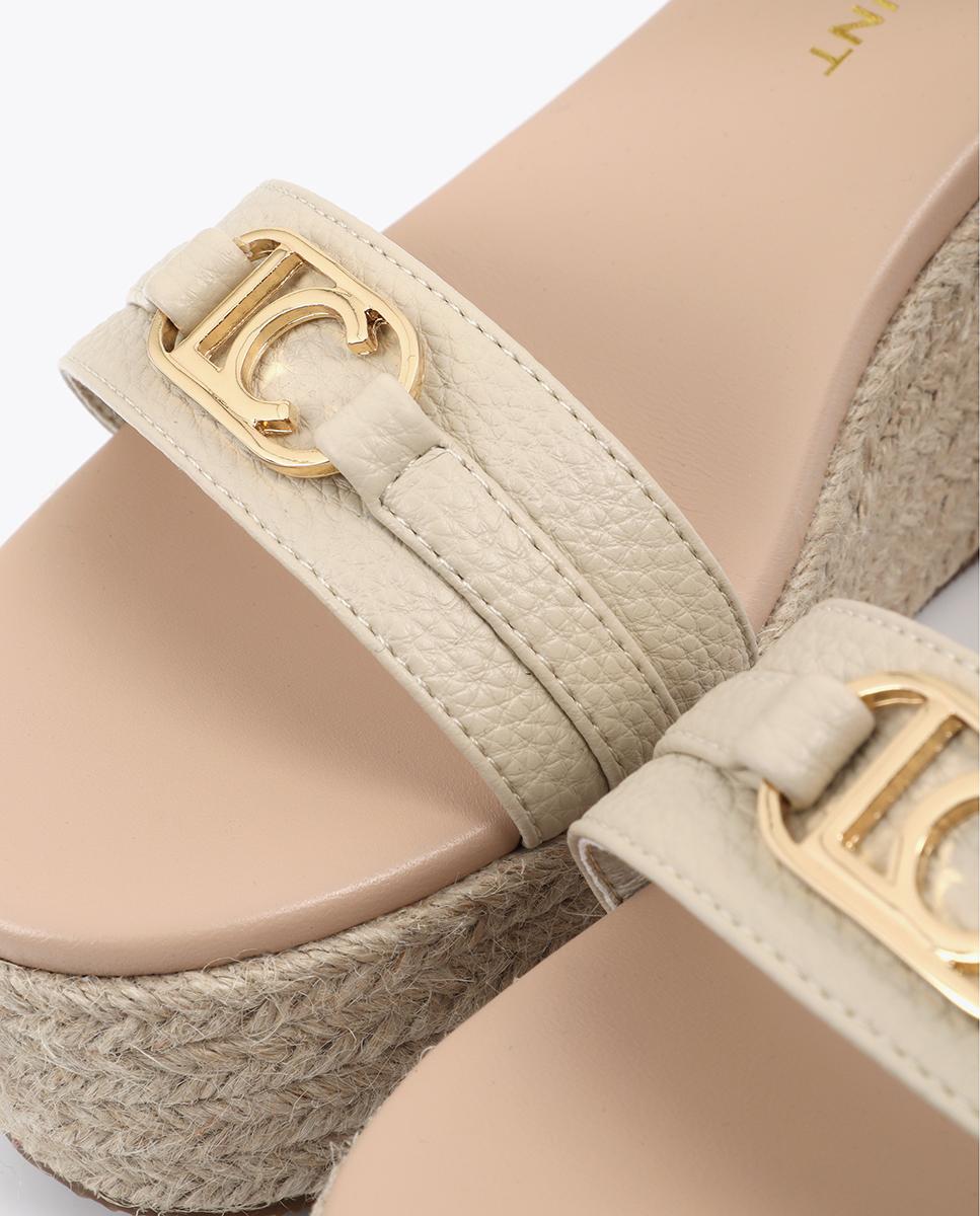 Sandalias de cuña de mujer en efecto rafia con tira personalizada - Lola Casademunt - Crudo Crudo-5