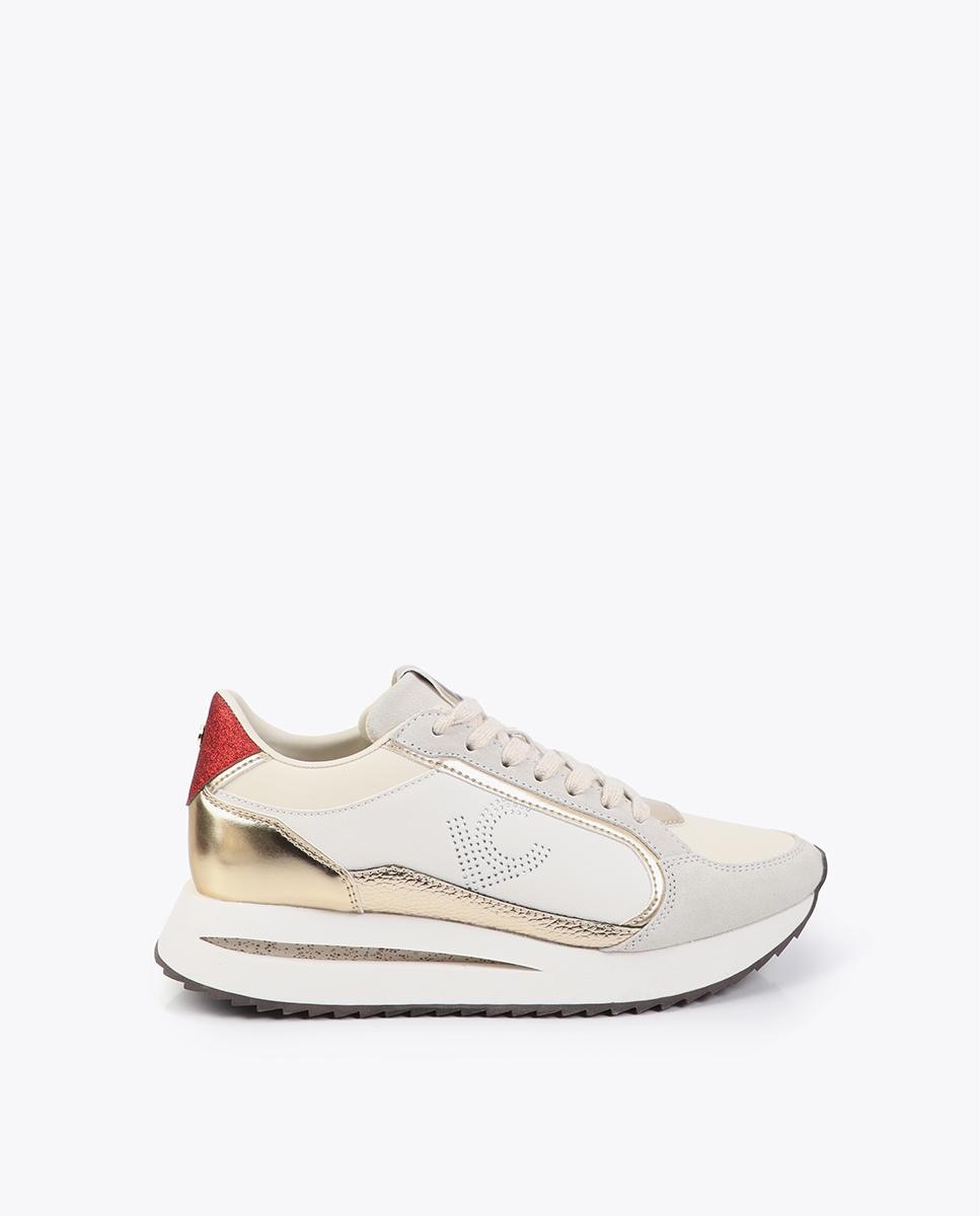 Zapatillas plataforma de mujer combinada con cierre de cordones - Lola Casademunt - Oro Oro-1