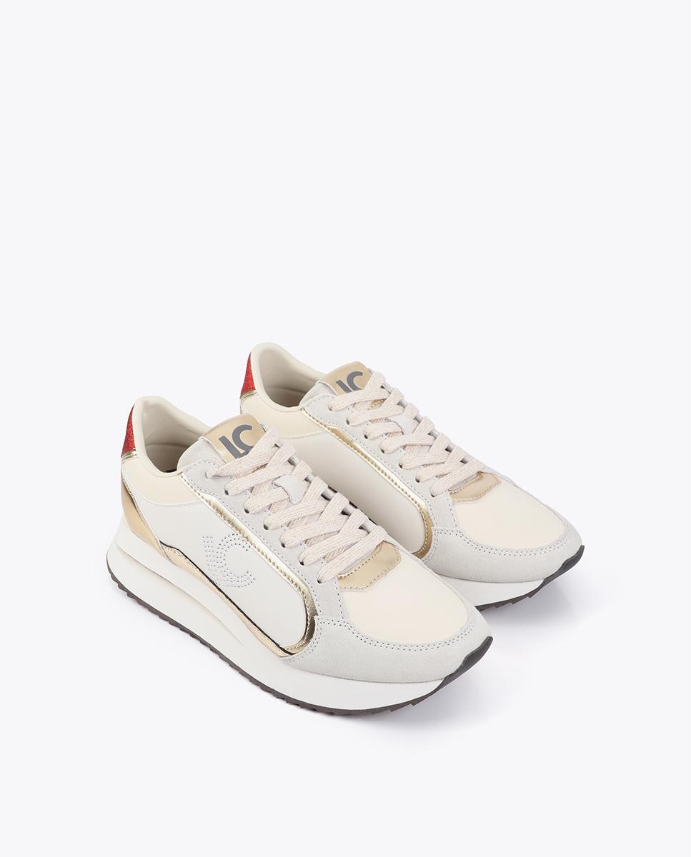 Zapatillas plataforma de mujer combinada con cierre de cordones - Lola Casademunt - Oro Oro-3