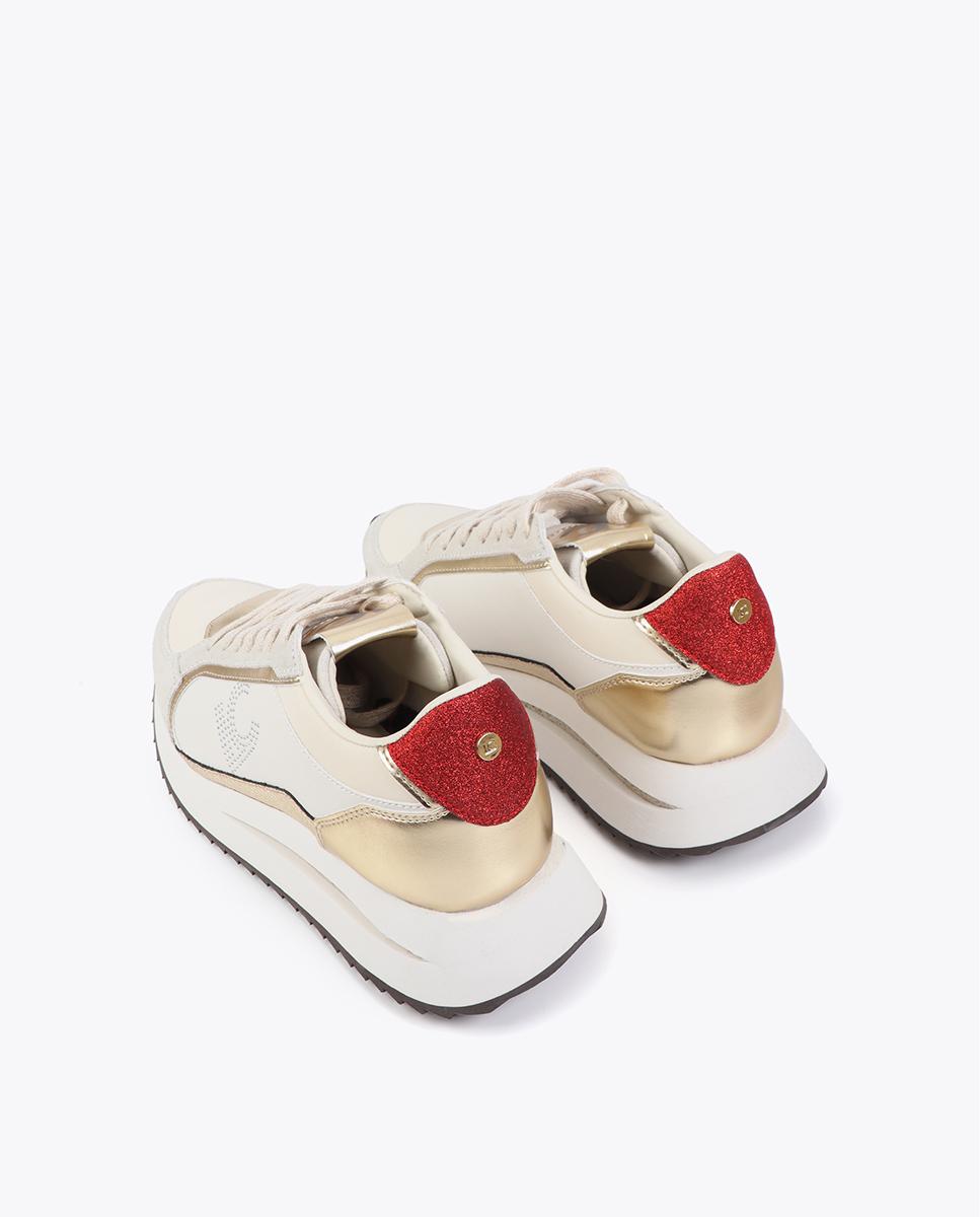 Zapatillas plataforma de mujer combinada con cierre de cordones - Lola Casademunt - Oro Oro-2
