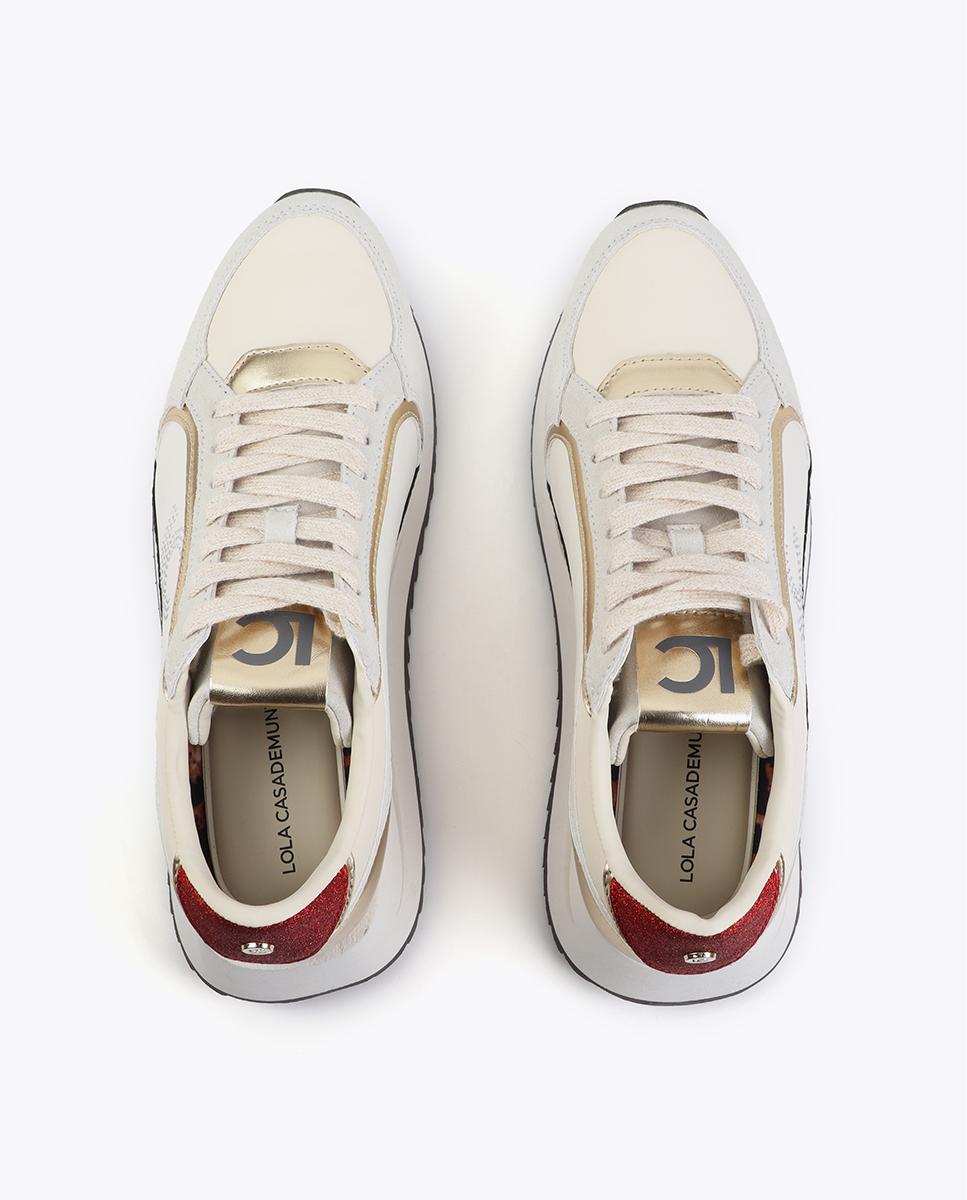 Zapatillas plataforma de mujer combinada con cierre de cordones - Lola Casademunt - Oro Oro-4