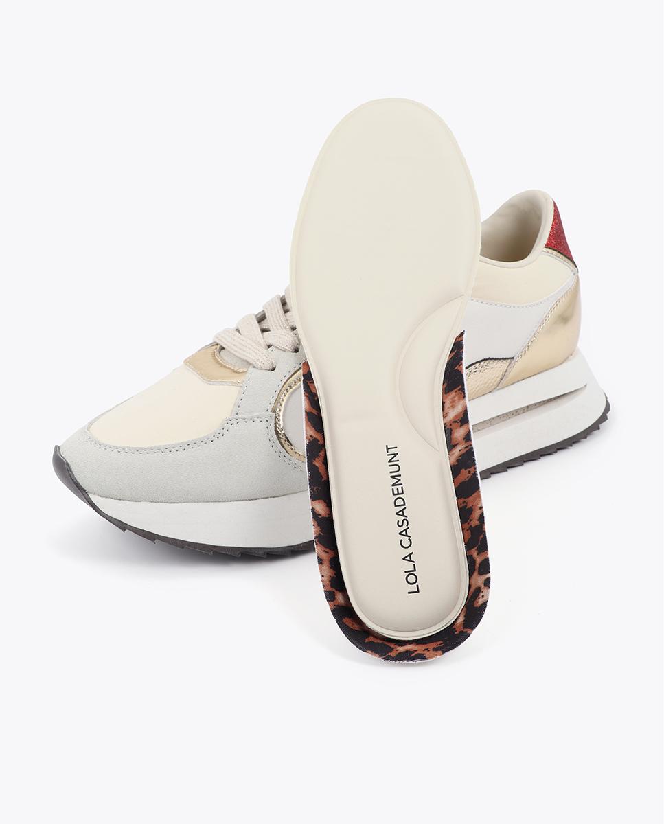 Zapatillas plataforma de mujer combinada con cierre de cordones - Lola Casademunt - Oro Oro-6