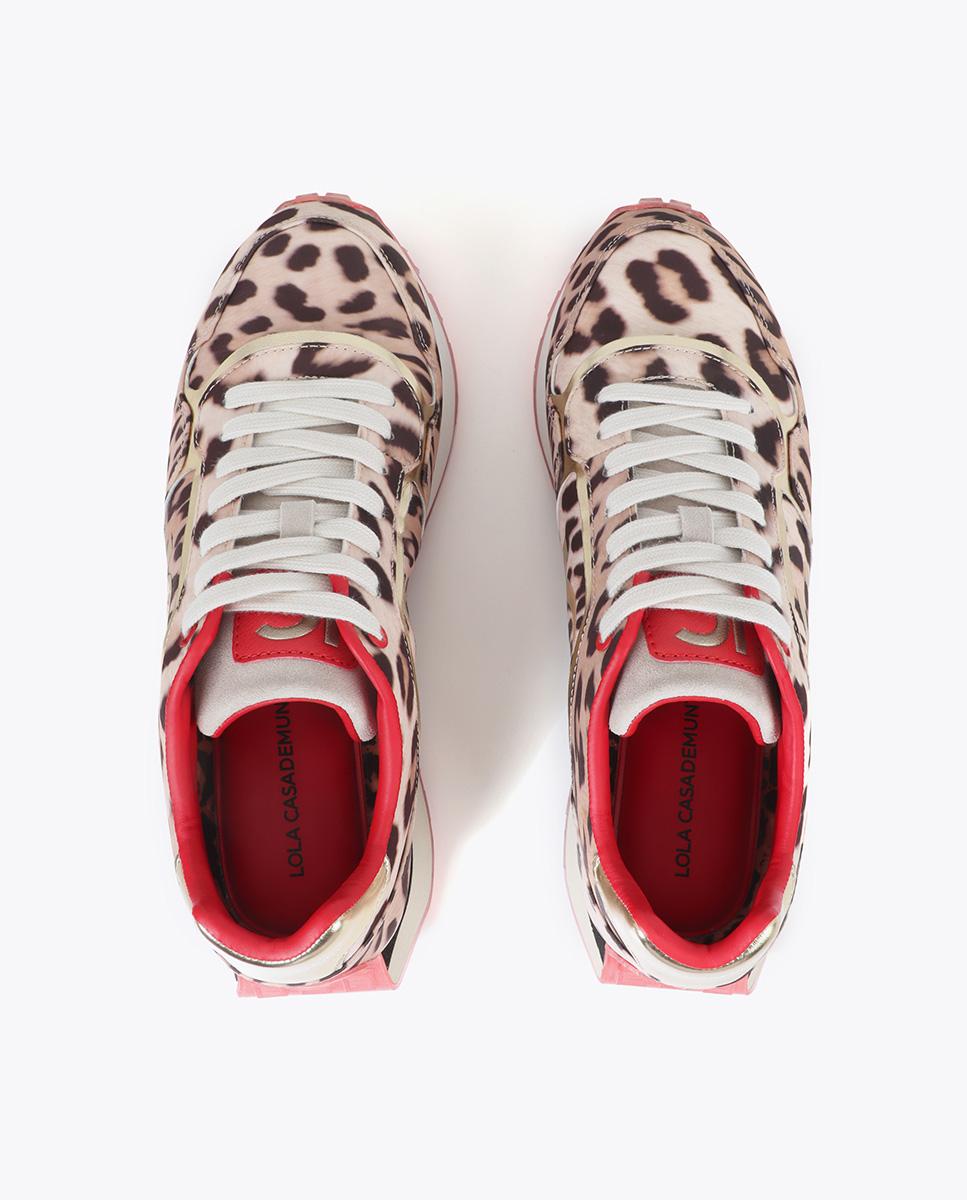 Zapatillas plataforma de mujer animal print con cierre de cordones - Lola Casademunt - Negro / Natural Negro / Natural-4