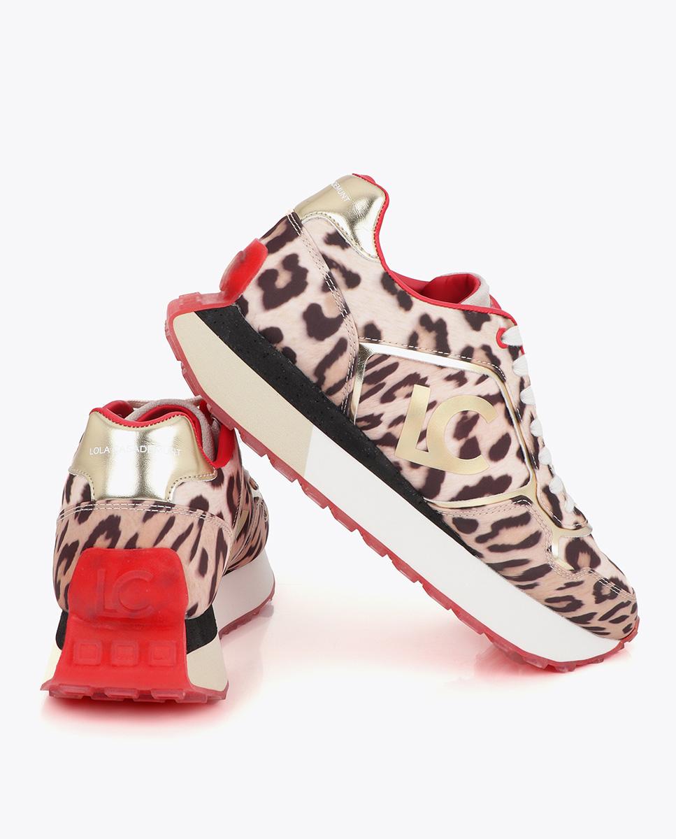 Zapatillas plataforma de mujer animal print con cierre de cordones - Lola Casademunt - Negro / Natural Negro / Natural-6