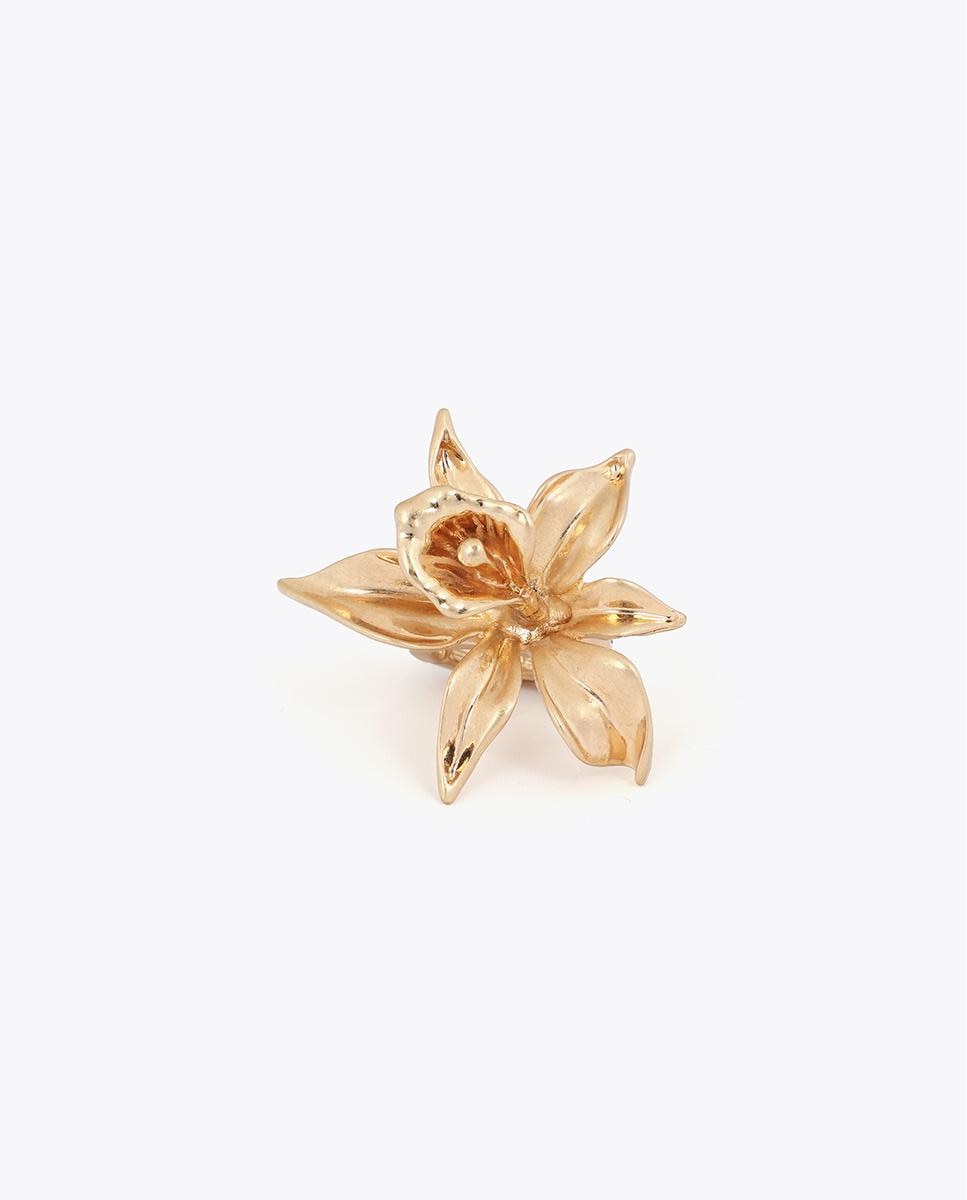 Imagen 0 de Anillo con piedras de flor metálica Dorado