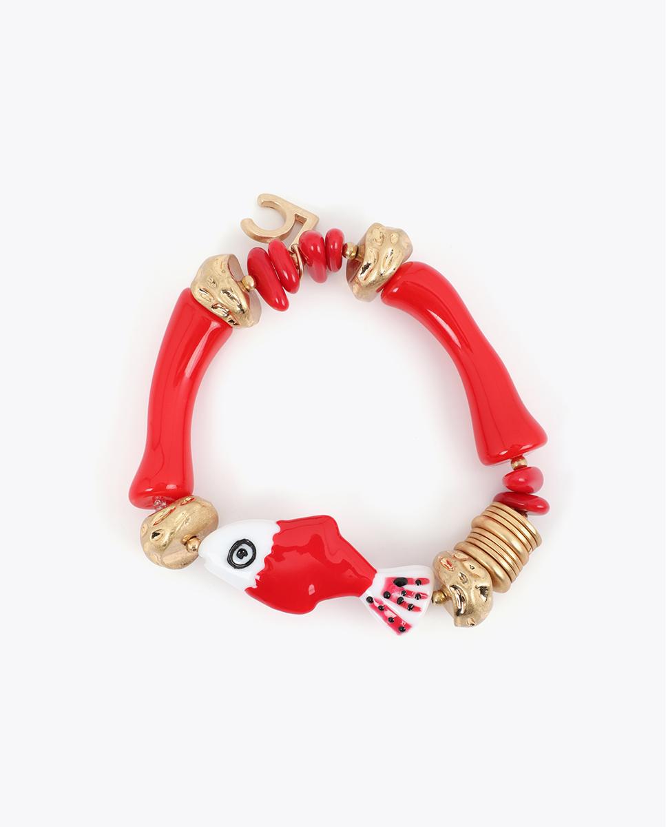 Imagen 0 de Pulsera con charms ajustable detalles pez Rojo