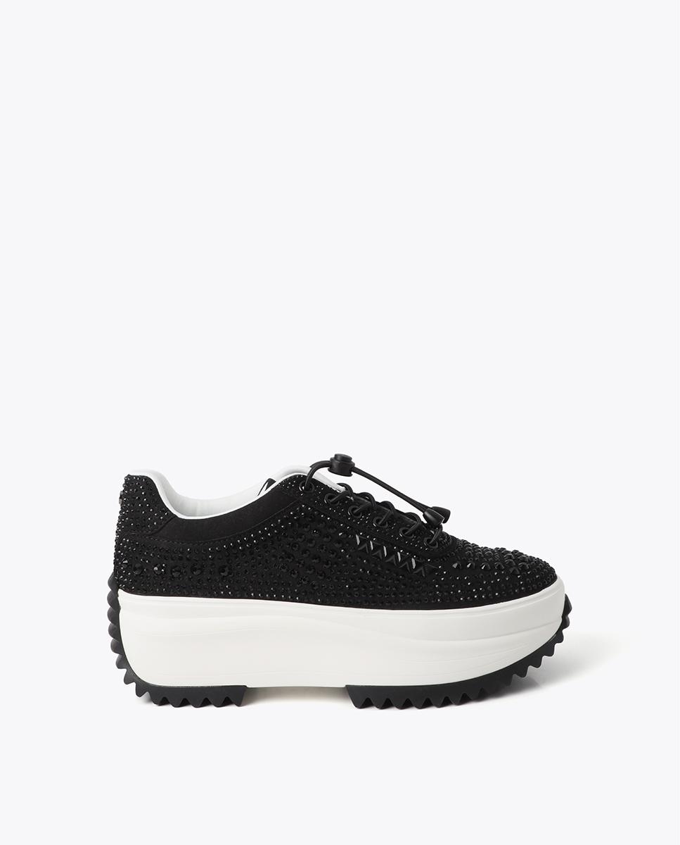 Lola Casademunt - Zapatillas plataforma de mujer con aplicaciones de brillo.