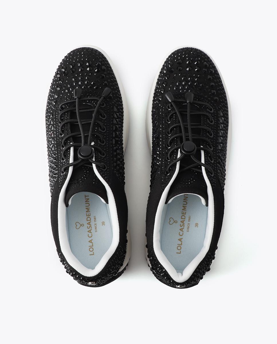 Zapatillas plataforma de mujer con aplicaciones de brillo - Lola Casademunt - Negro Negro-3