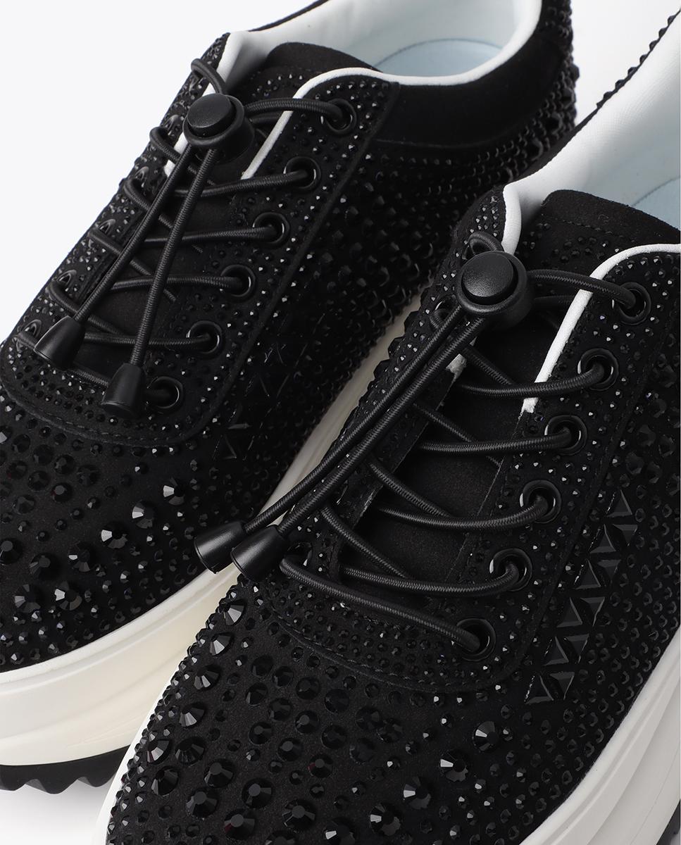 Zapatillas plataforma de mujer con aplicaciones de brillo - Lola Casademunt - Negro Negro-5