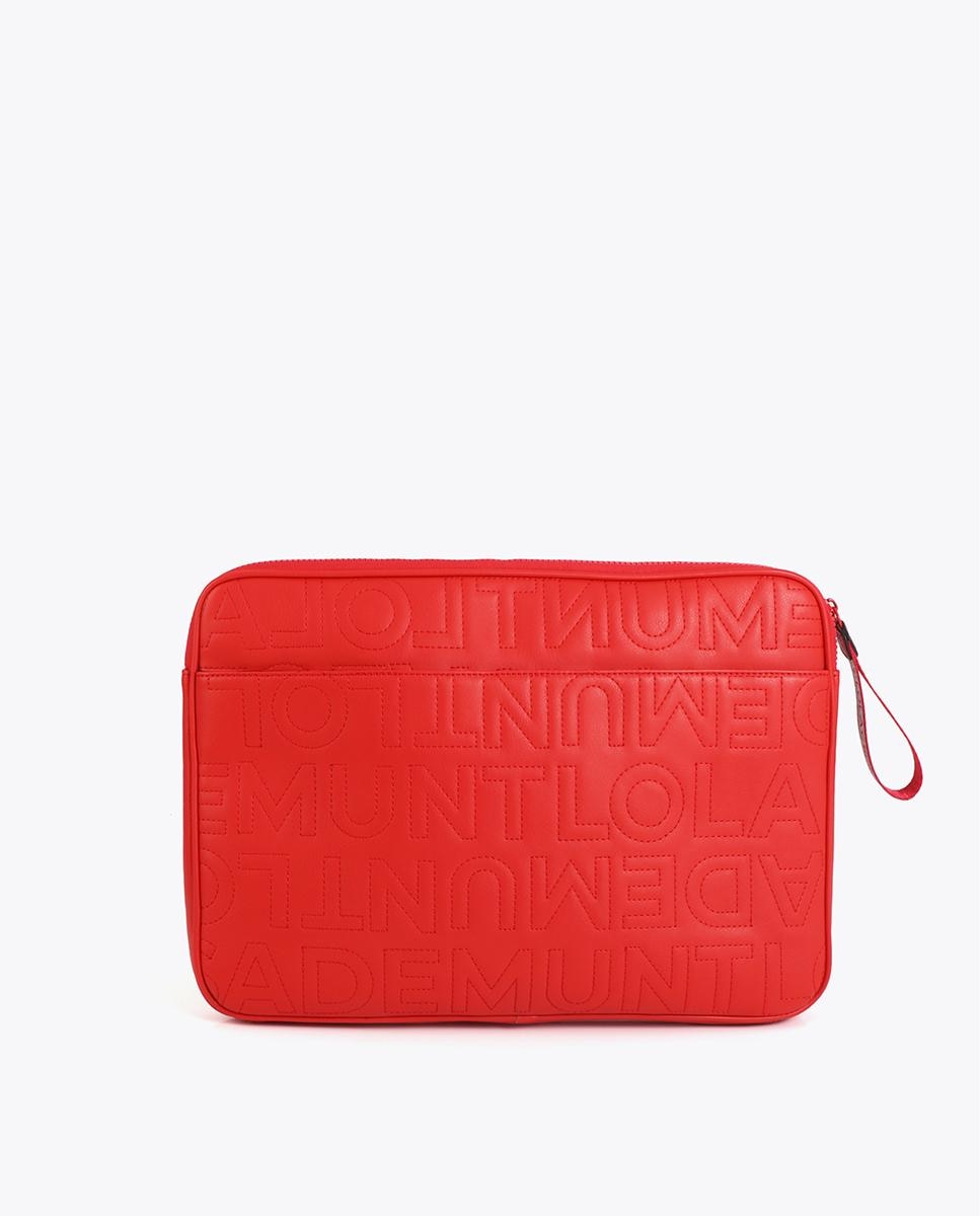 Funda acolchada para laptop con cierre de cremallera robusta y asa lateral - Lola Casademunt - Rojo Rojo-2