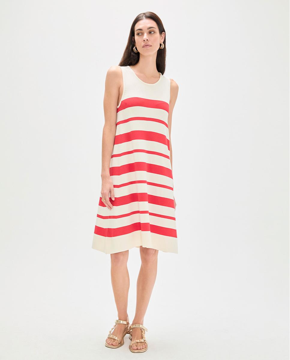 Lola Casademunt - Vestido corto evasé raya irregular.