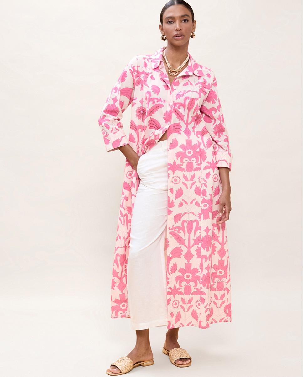 Lola Casademunt - Vestido camisero con estampado floral.
