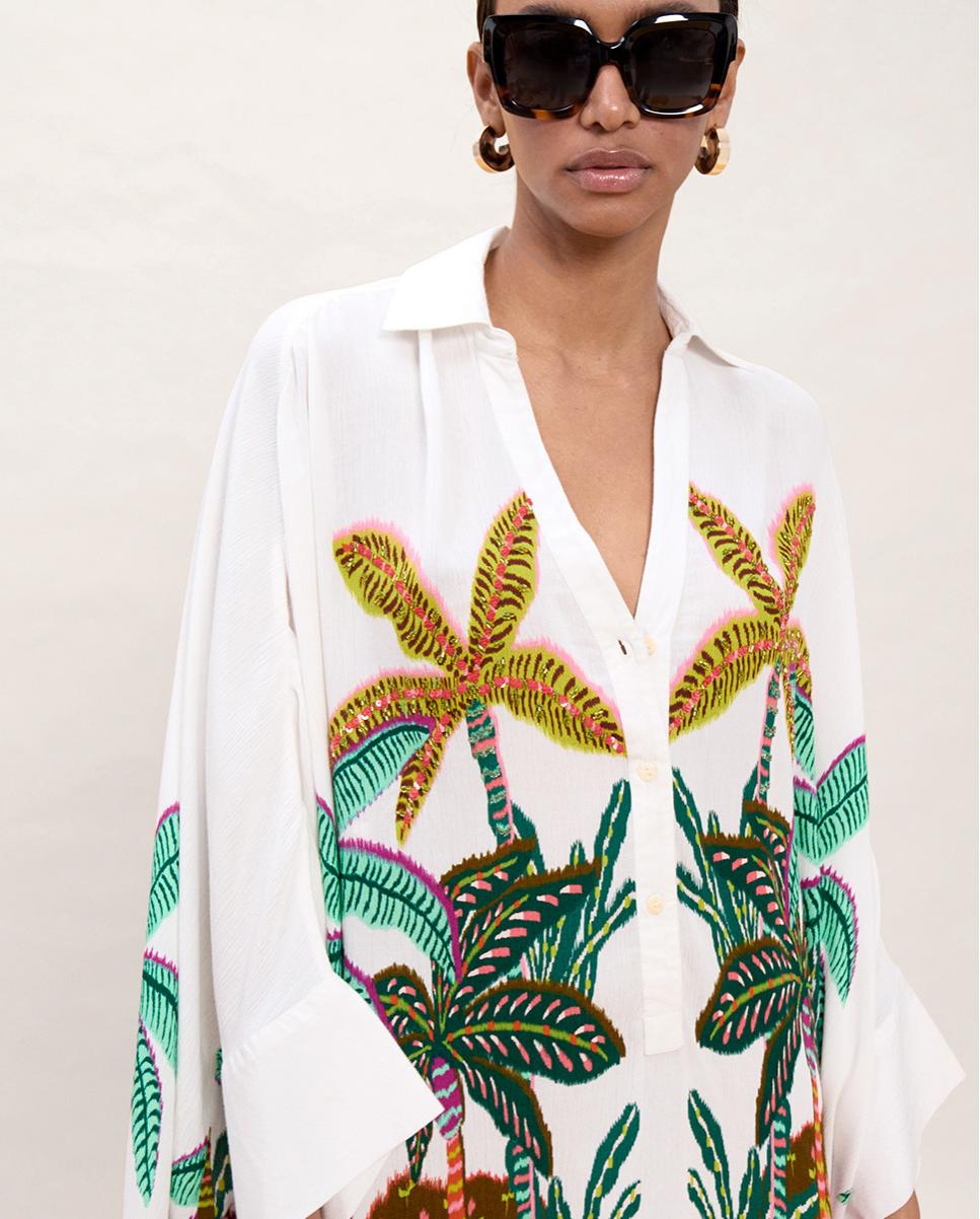 Camisa de mujer oversize con estampado de palmeras - Lola Casademunt - Multicolor Multicolor-2