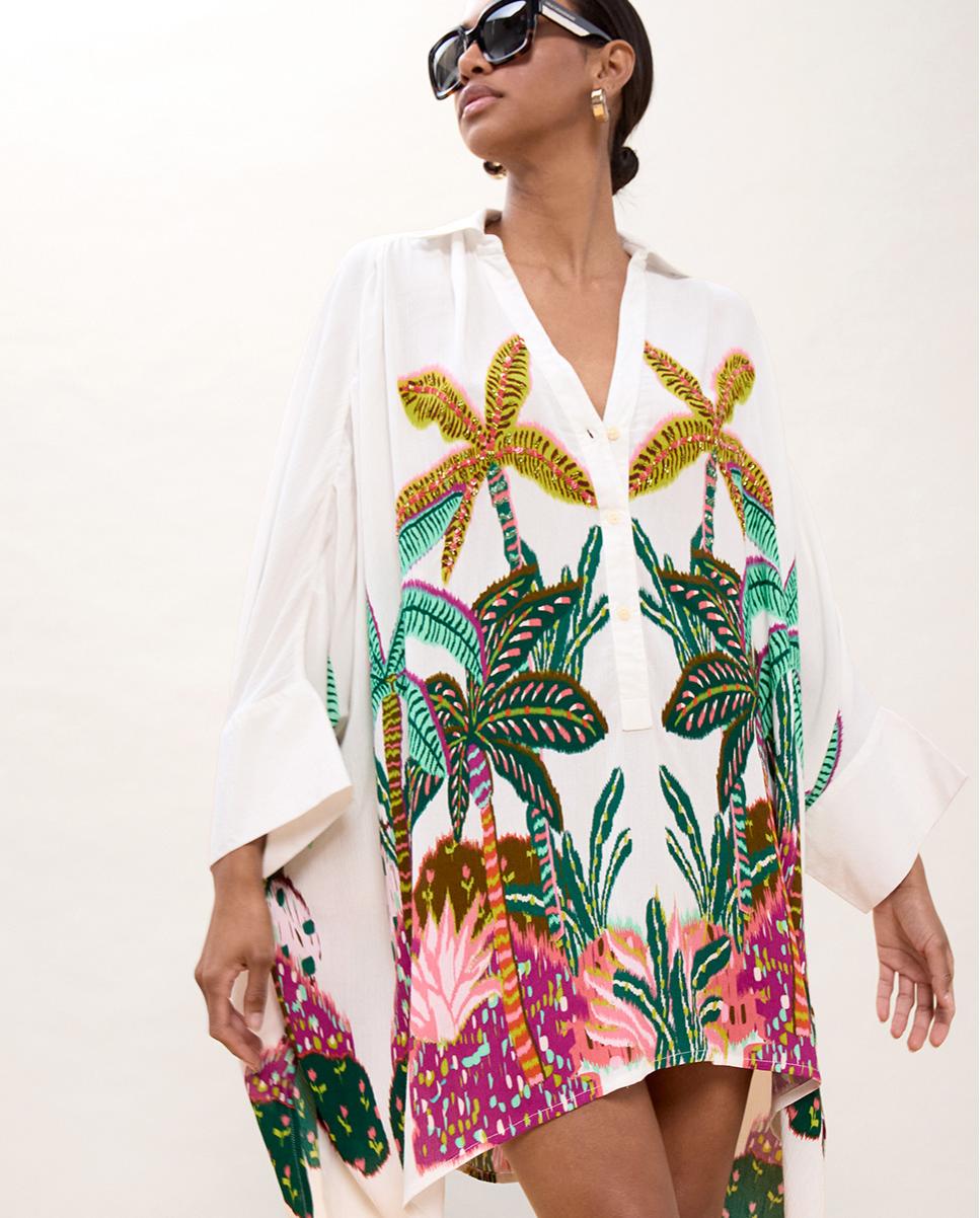 Camisa de mujer oversize con estampado de palmeras - Lola Casademunt - Multicolor Multicolor-3