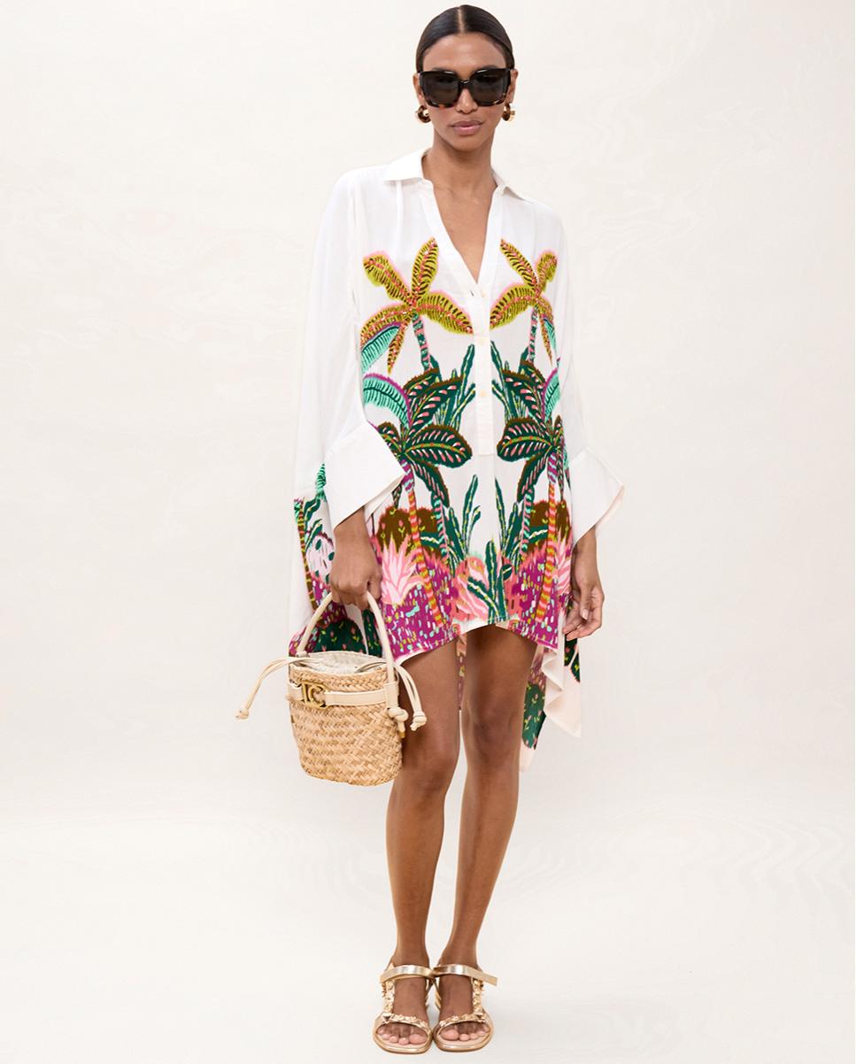 Camisa de mujer oversize con estampado de palmeras - Lola Casademunt - Multicolor Multicolor-5