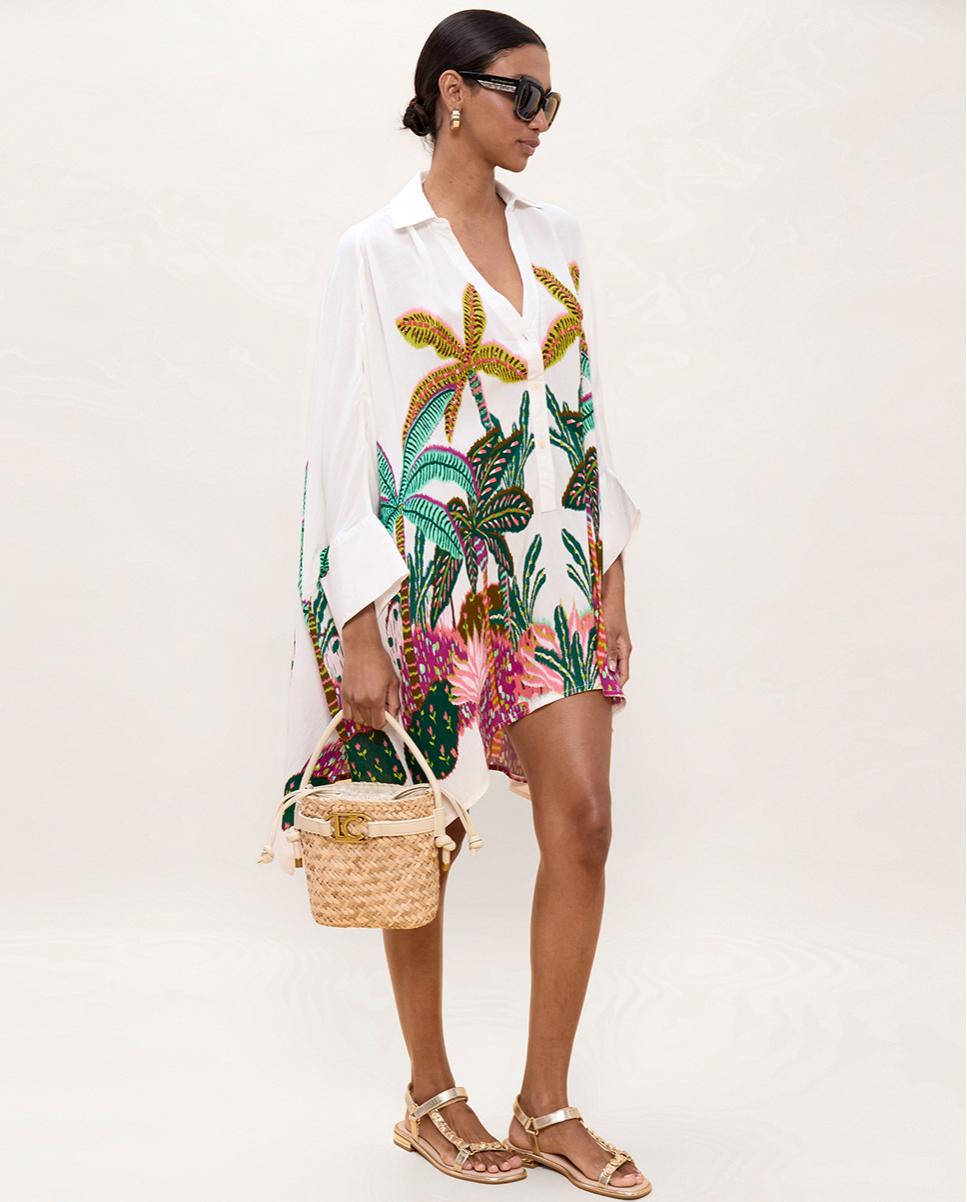 Camisa de mujer oversize con estampado de palmeras - Lola Casademunt - Multicolor Multicolor-6