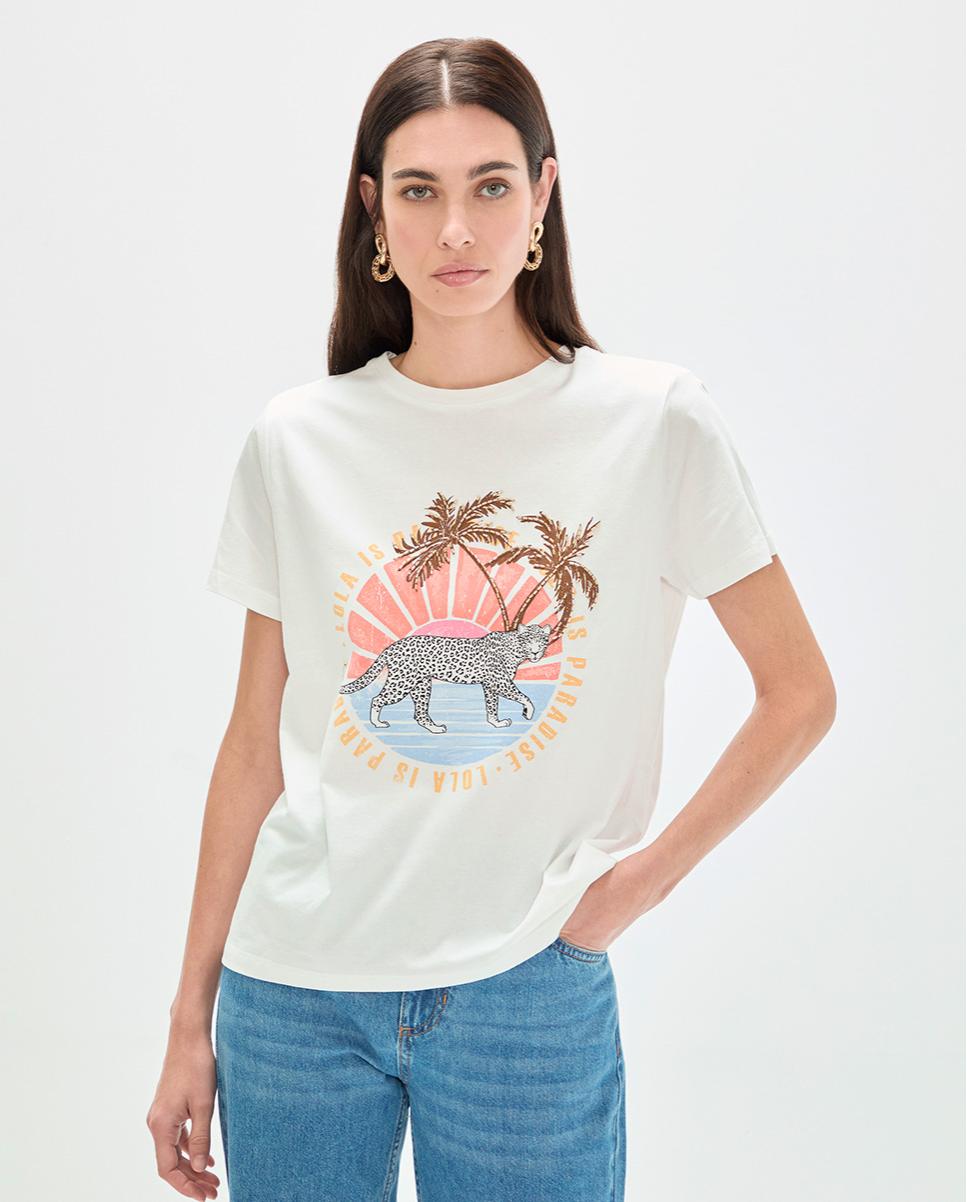 Lola Casademunt - Camiseta de mujer con dibujo frontal.