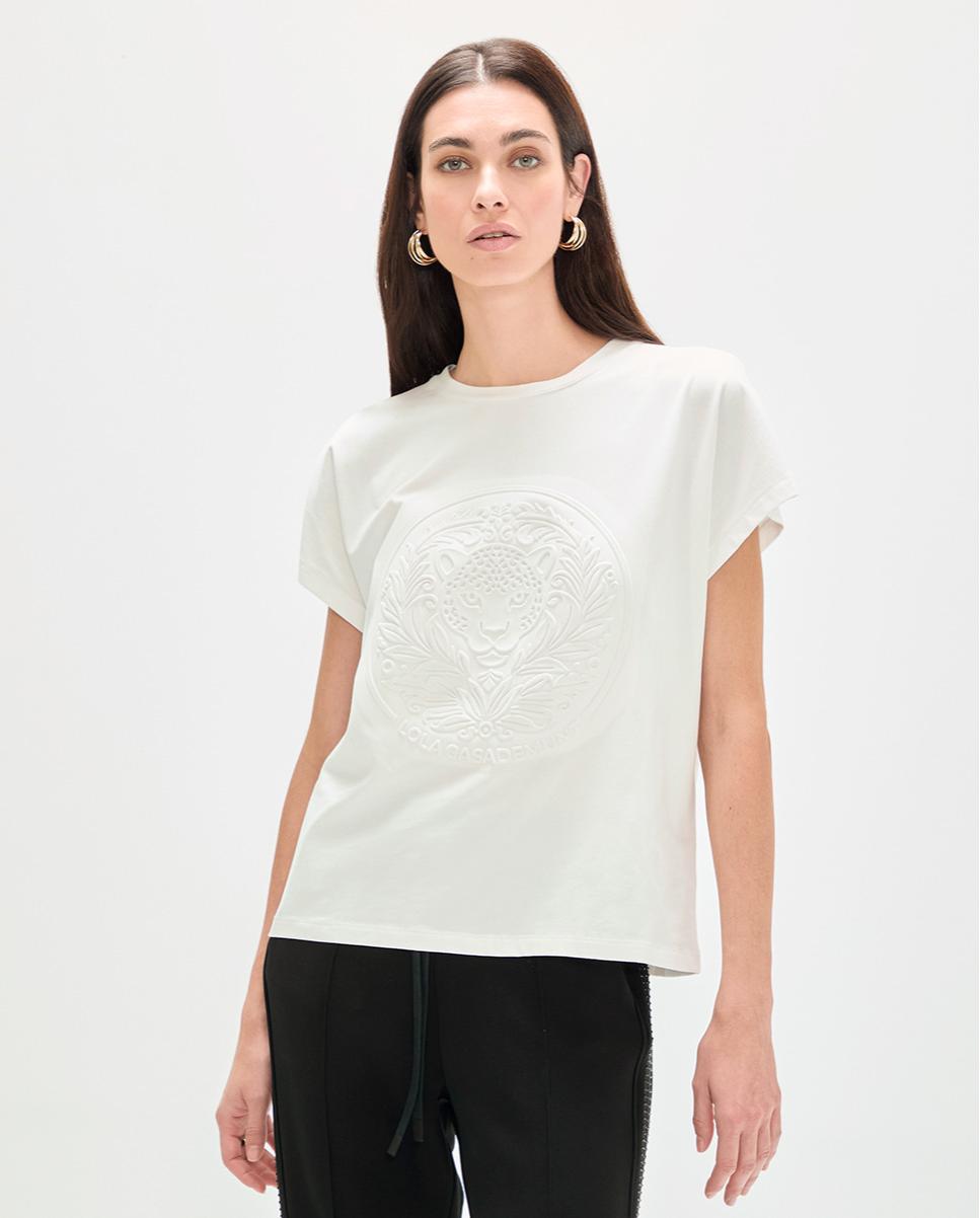 Lola Casademunt - Camiseta de mujer con logo a tono en relieve.