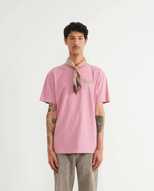 Camiseta de hombre color rosa y manga corta