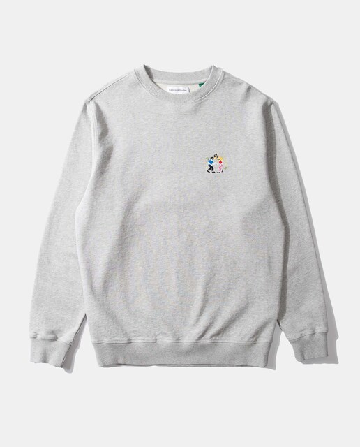 Imagen 0 de Sudadera de algodón de hombre de color gris sin capucha y con dibujo frontal
