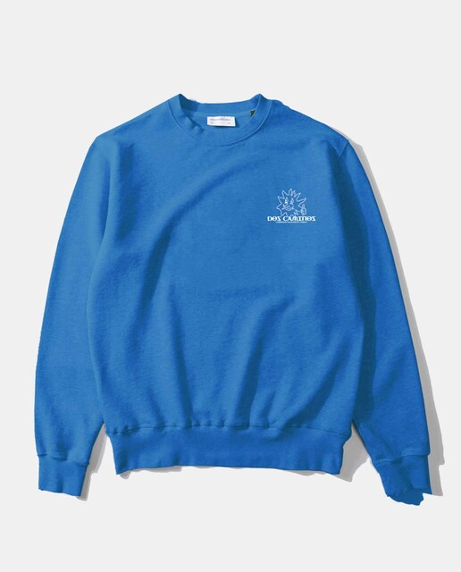 Imagen 0 de Sudadera de algodón de hombre de color azul sin capucha y con dibujo frontal