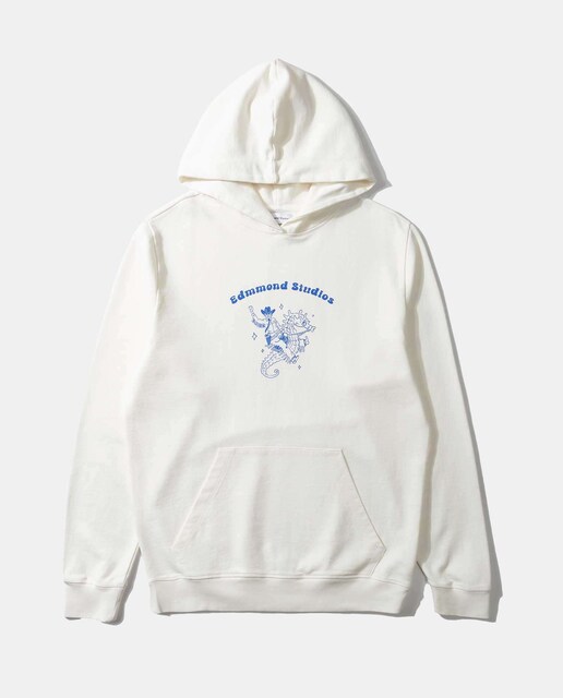 Imagen 0 de Sudadera de algodón de hombre de color crudo con capucha y con dibujo frontal