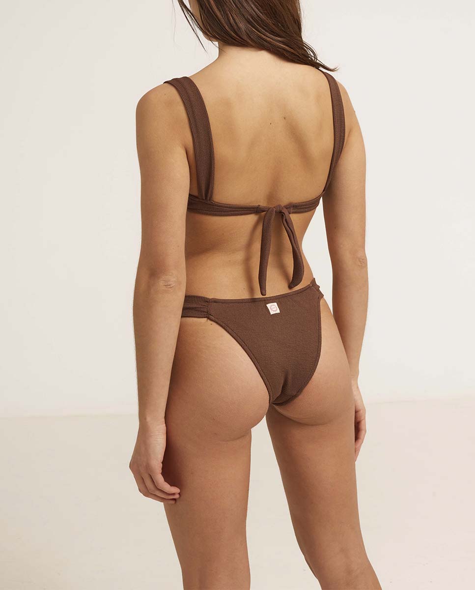 Braga de bikini brasileña en tejido con textura - Bohodot - Marrón Marrón-2