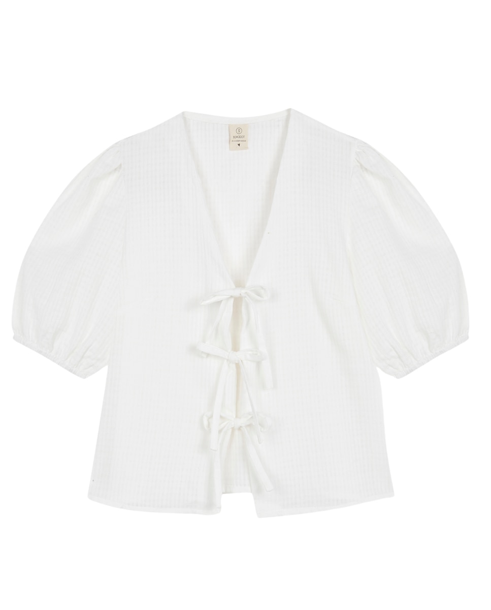 Camiseta de pijama de mujer lisa de manga corta - Bohodot - Blanco Blanco-1