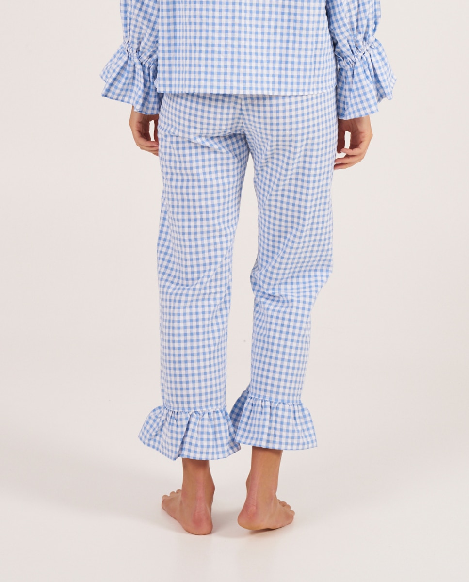 Pantalón de pijama de mujer con volantes en los tobillos - Bohodot - Azul claro Azul claro-2