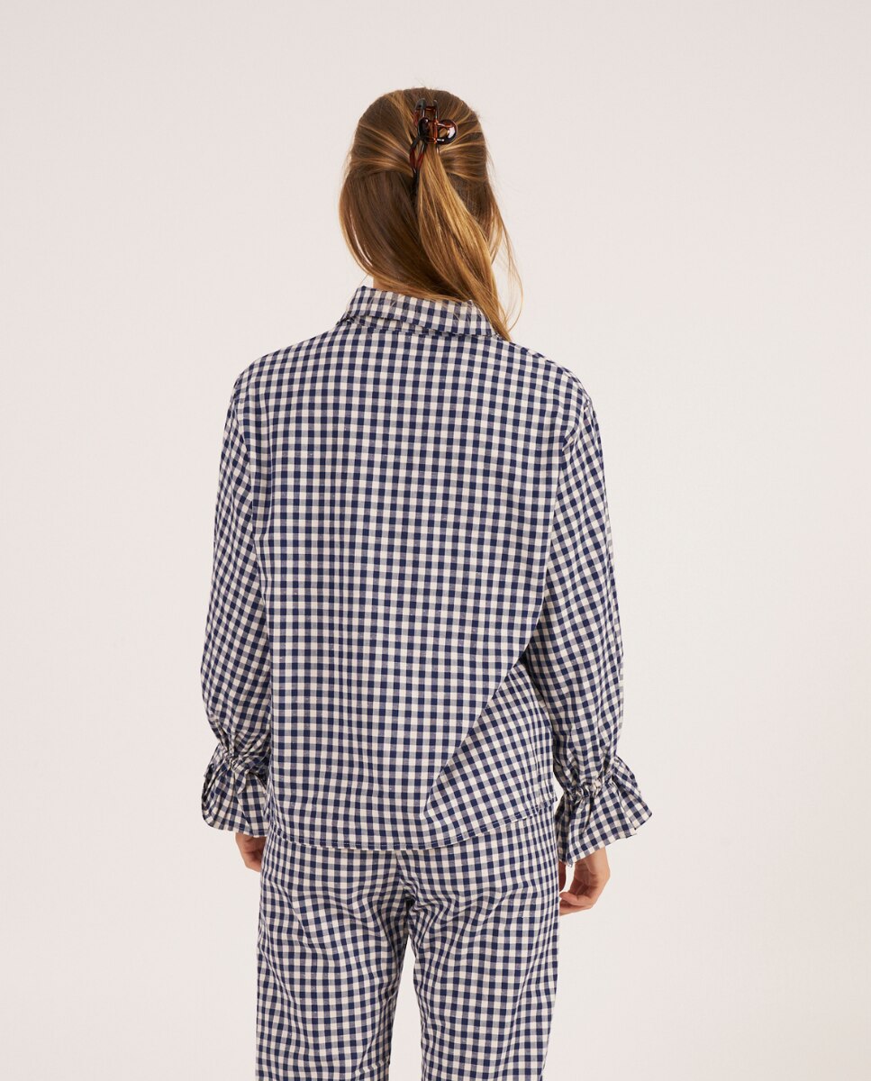 Camiseta de pijama de mujer con volantes en los puños - Bohodot - Azul marino Azul marino-2