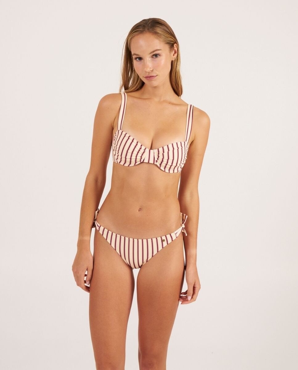 Braga de bikini clásica con lazos y estampado de rayas - Bohodot - Natural Natural-4