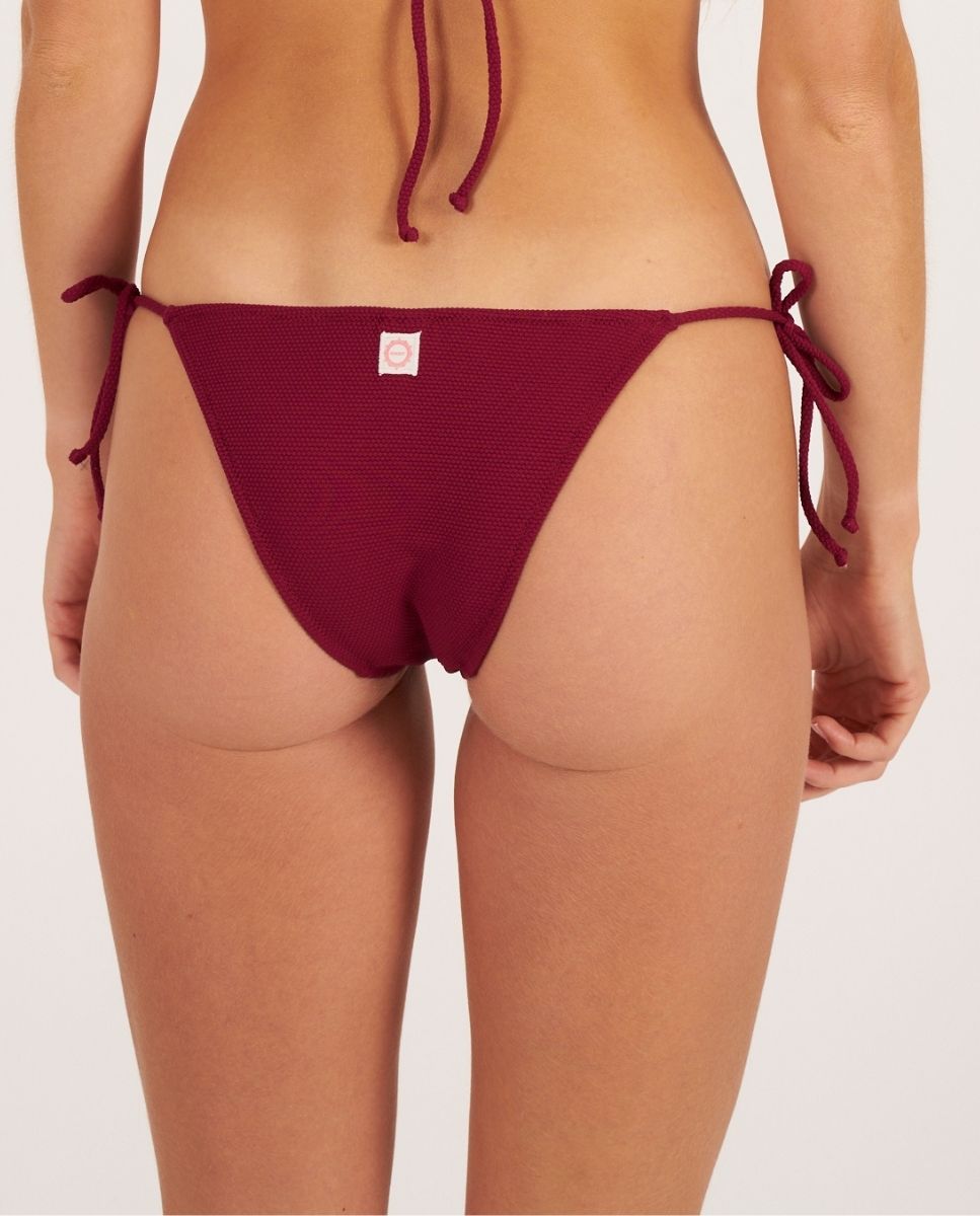 Braga de bikini semibrasileña con lazos en tejido piqué - Bohodot - Granate Granate-2