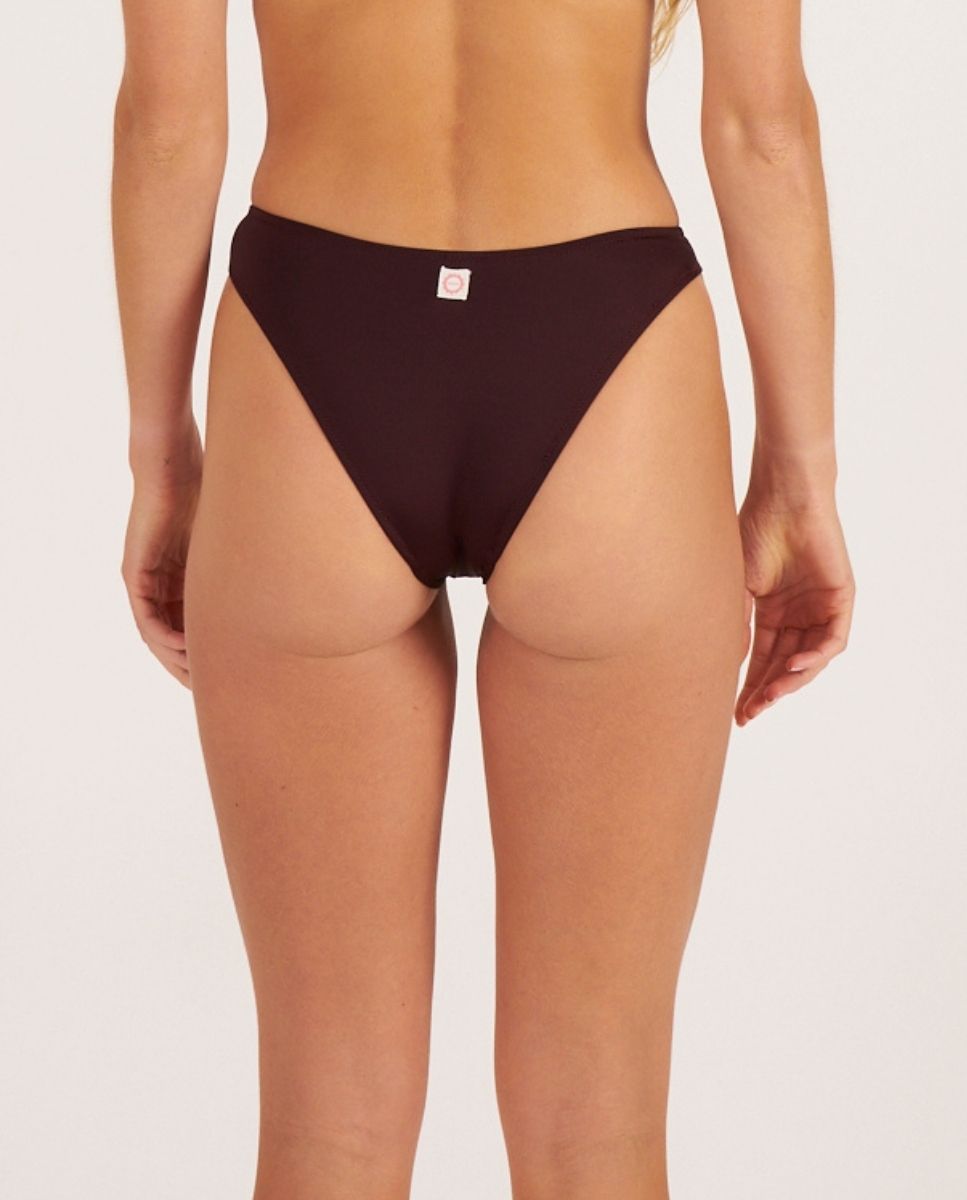 Braga de bikini con anilla dorada en tejido efecto seda - Bohodot - Marrón oscuro Marrón oscuro-2