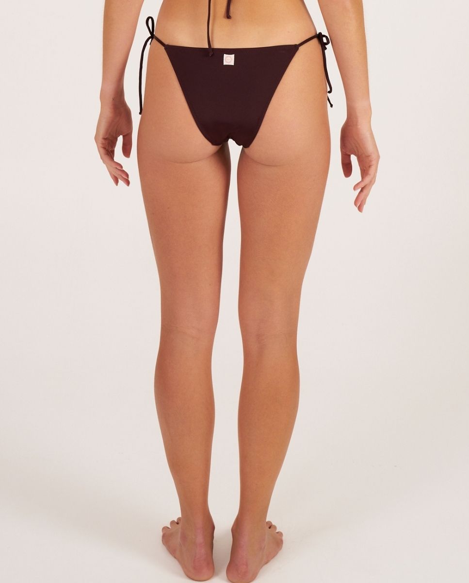 Braga de bikini con lazos en tejido satinado - Bohodot - Marrón oscuro Marrón oscuro-2