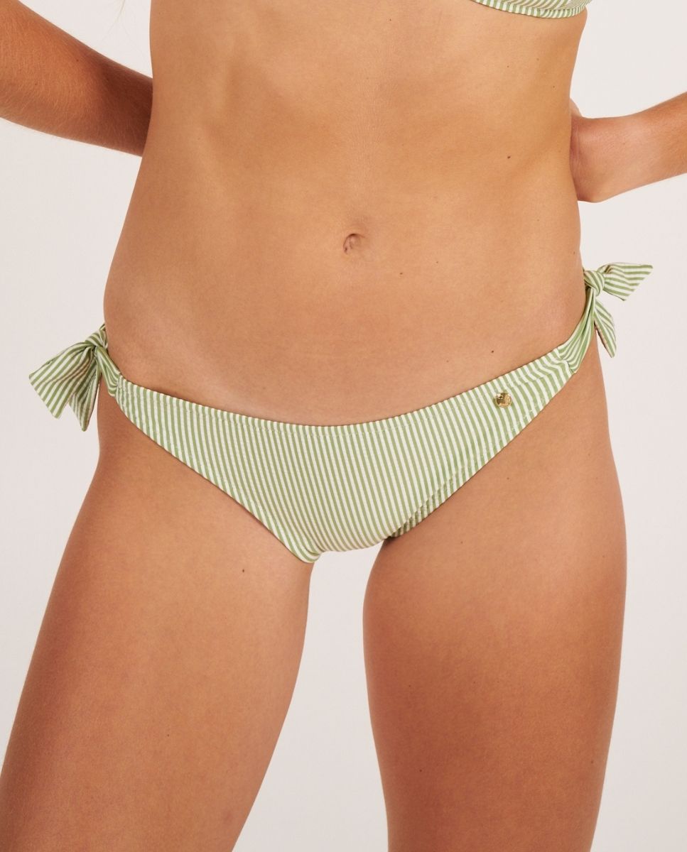 Braga de bikini clásica con lazos y estampado de rayas - Bohodot - Verde Verde-1