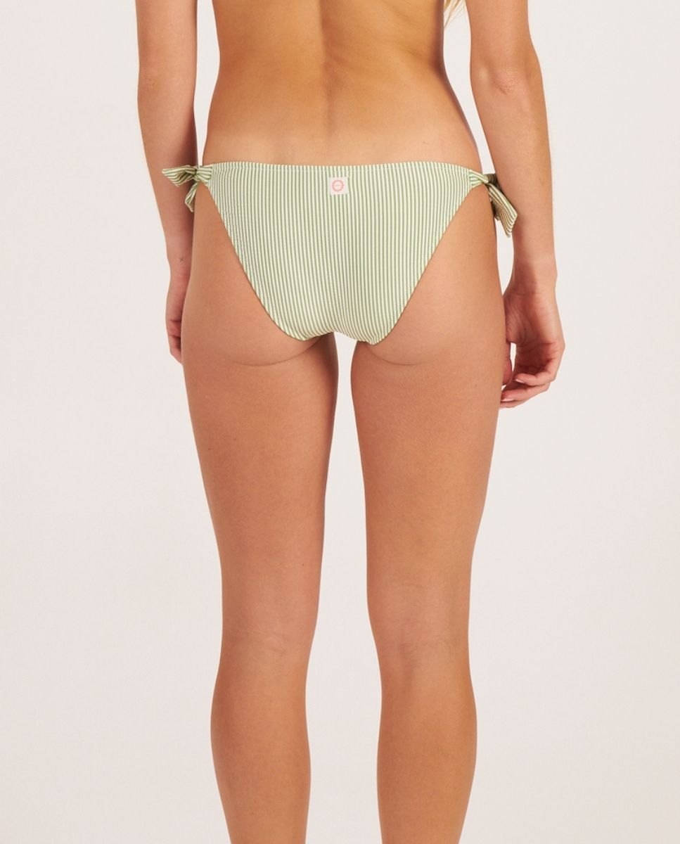 Braga de bikini clásica con lazos y estampado de rayas - Bohodot - Verde Verde-2