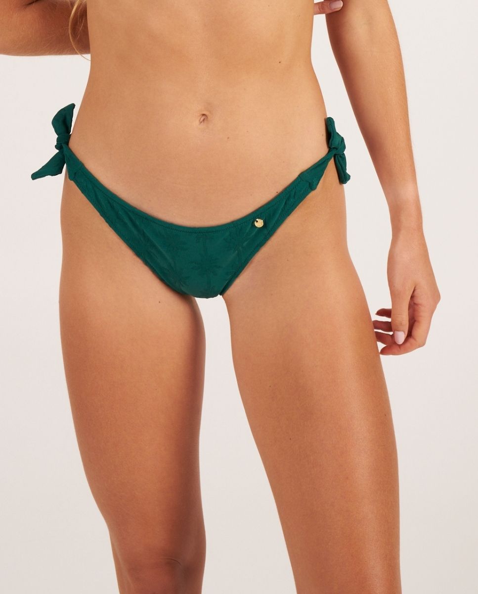 Bohodot - Braga de bikini clásica con lazos en tejido jacquar de palmeras.