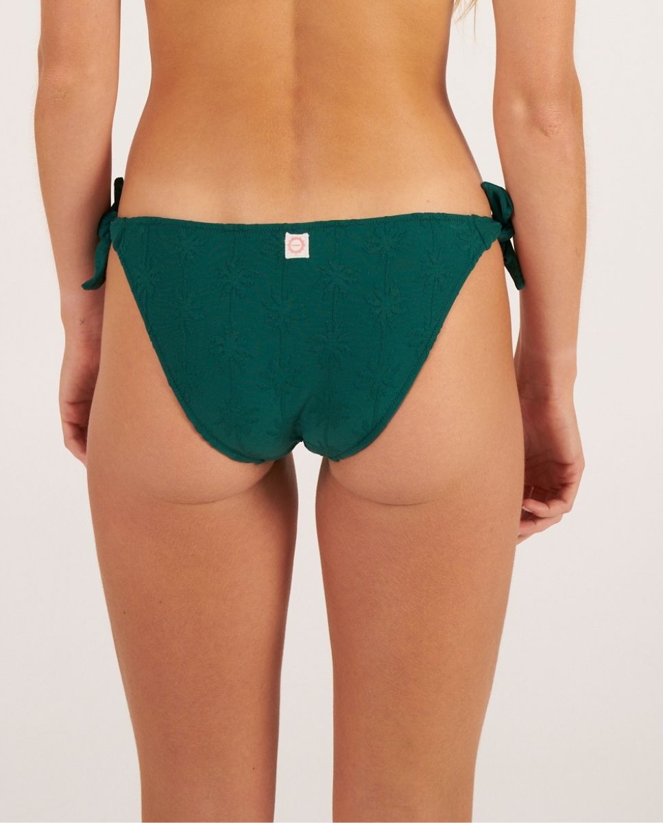 Braga de bikini clásica con lazos en tejido jacquar de palmeras - Bohodot - Verde oscuro Verde oscuro-2