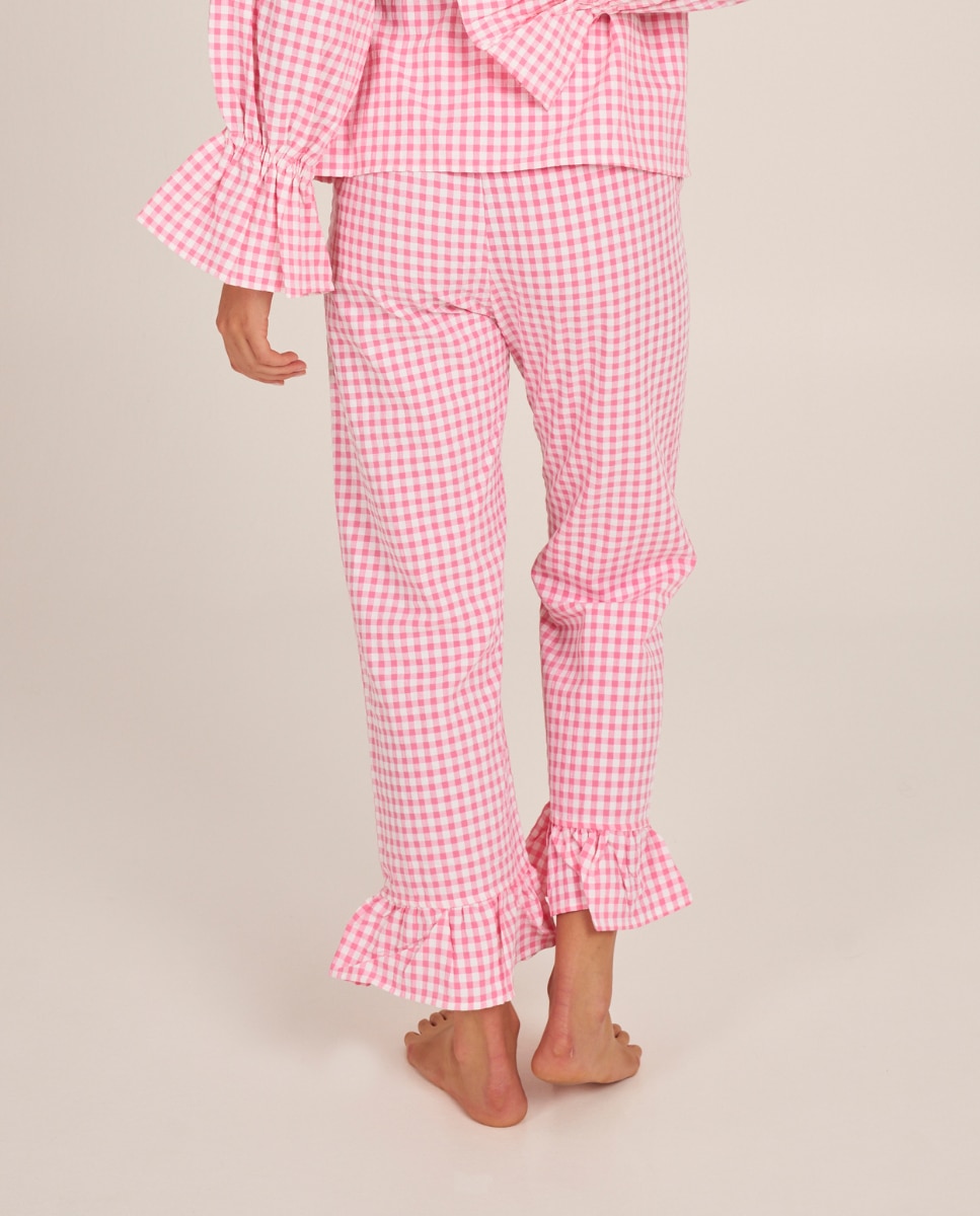 Pantalón de pijama de mujer con volantes en los tobillos - Bohodot - Rosa / Blanco Rosa / Blanco-2