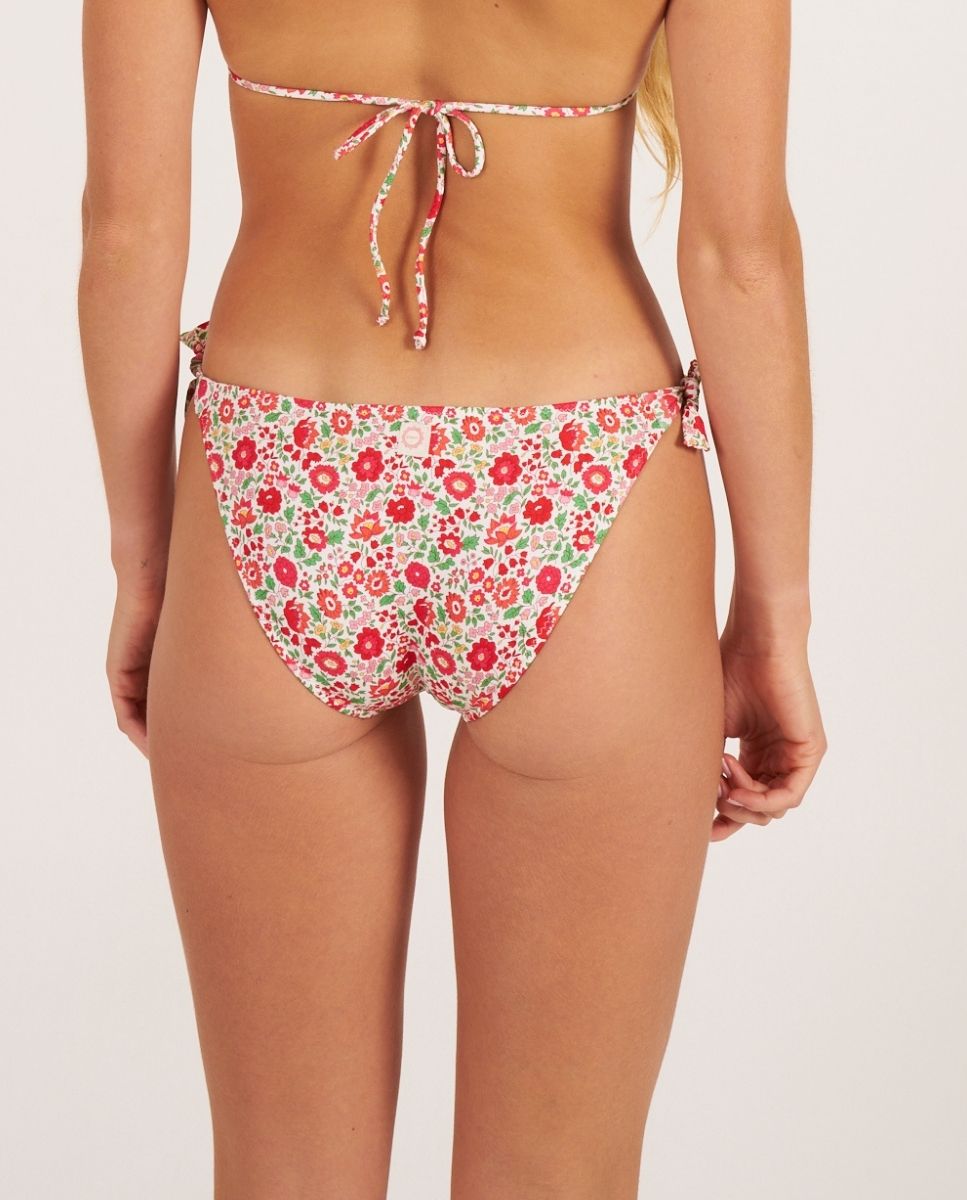 Braga de bikini clásica con lazos y estampado de flores - Bohodot - Rojo Rojo-2