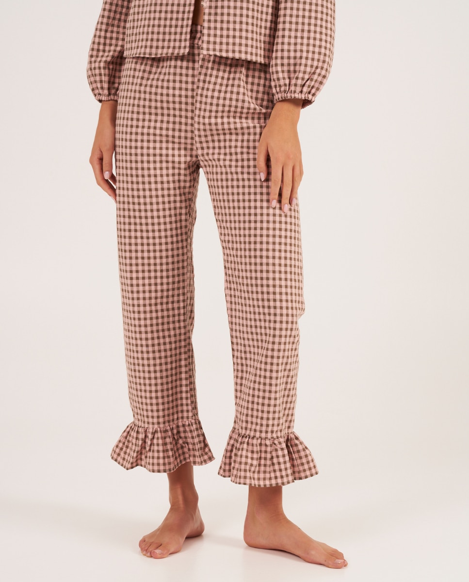 Pantalón de pijama de mujer con volantes en los tobillos - Bohodot - Naranja Naranja-1