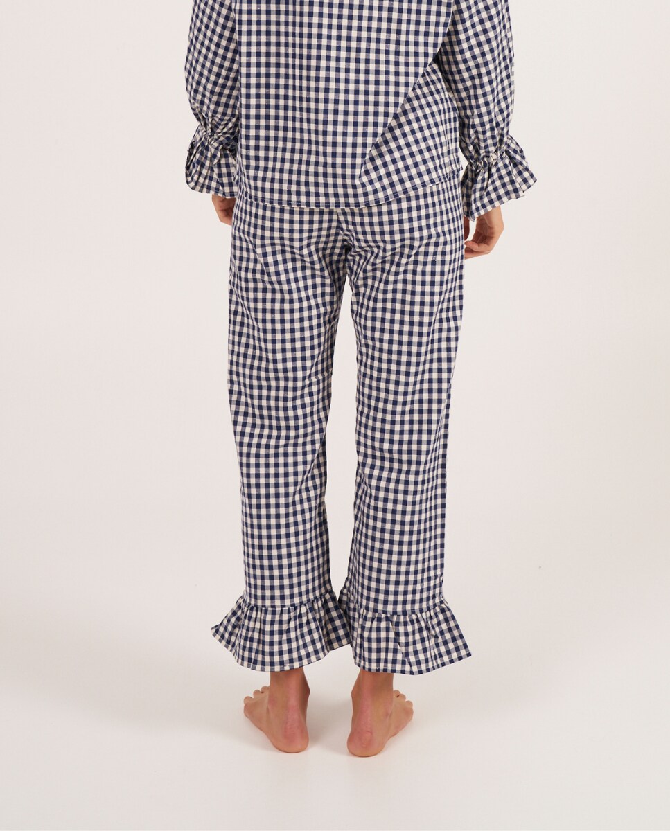 Normann Pijama Largo De Rizo Para Mujer, Con Puños, Pantalones A Rayas, También En Tallas Grandes, Mezclilla, 42-44