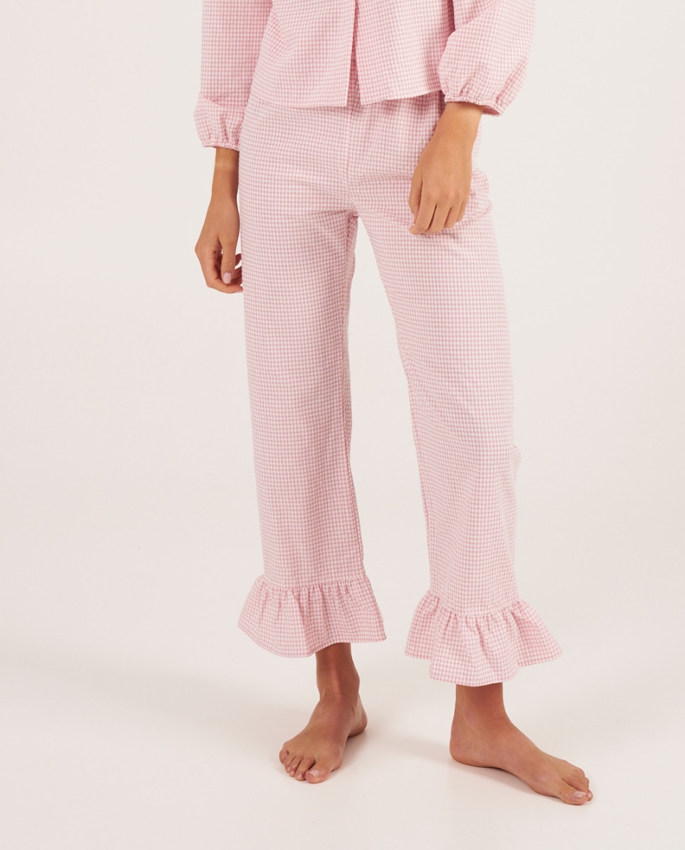 Pantalón de pijama de mujer con volantes en los tobillos - Bohodot - Blanco Blanco-1