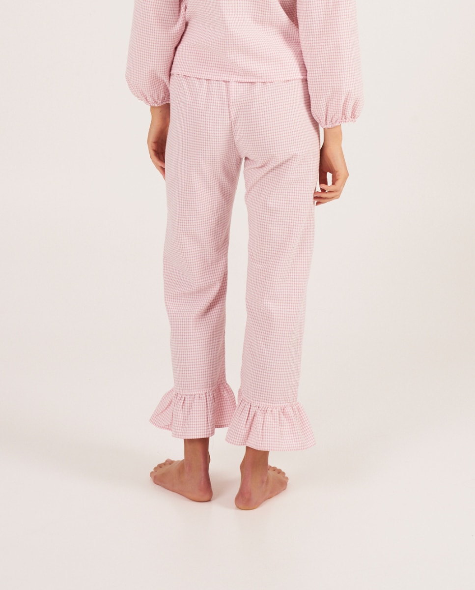 Pantalón de pijama de mujer con volantes en los tobillos - Bohodot - Blanco Blanco-2