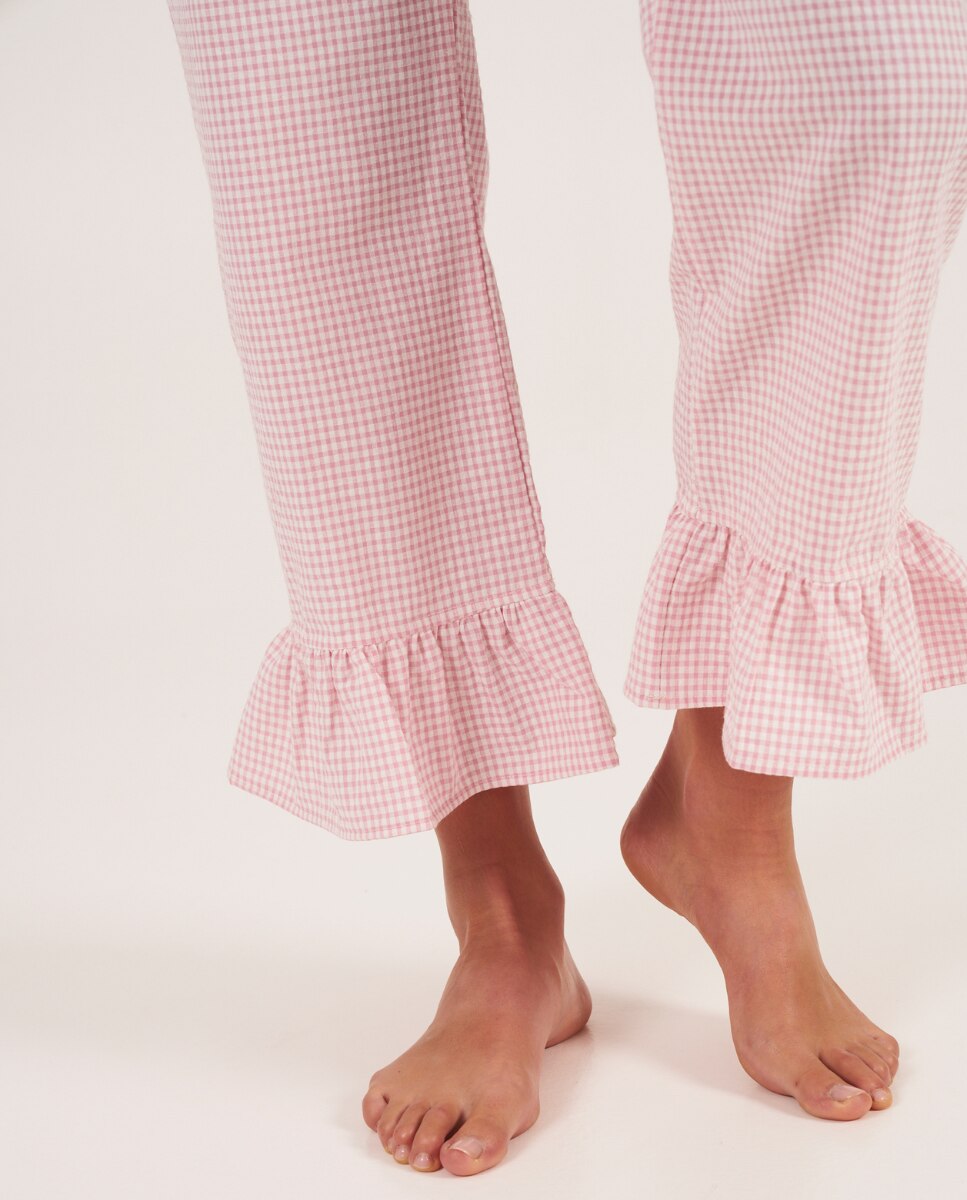 Pantalón de pijama de mujer con volantes en los tobillos - Bohodot - Blanco Blanco-3