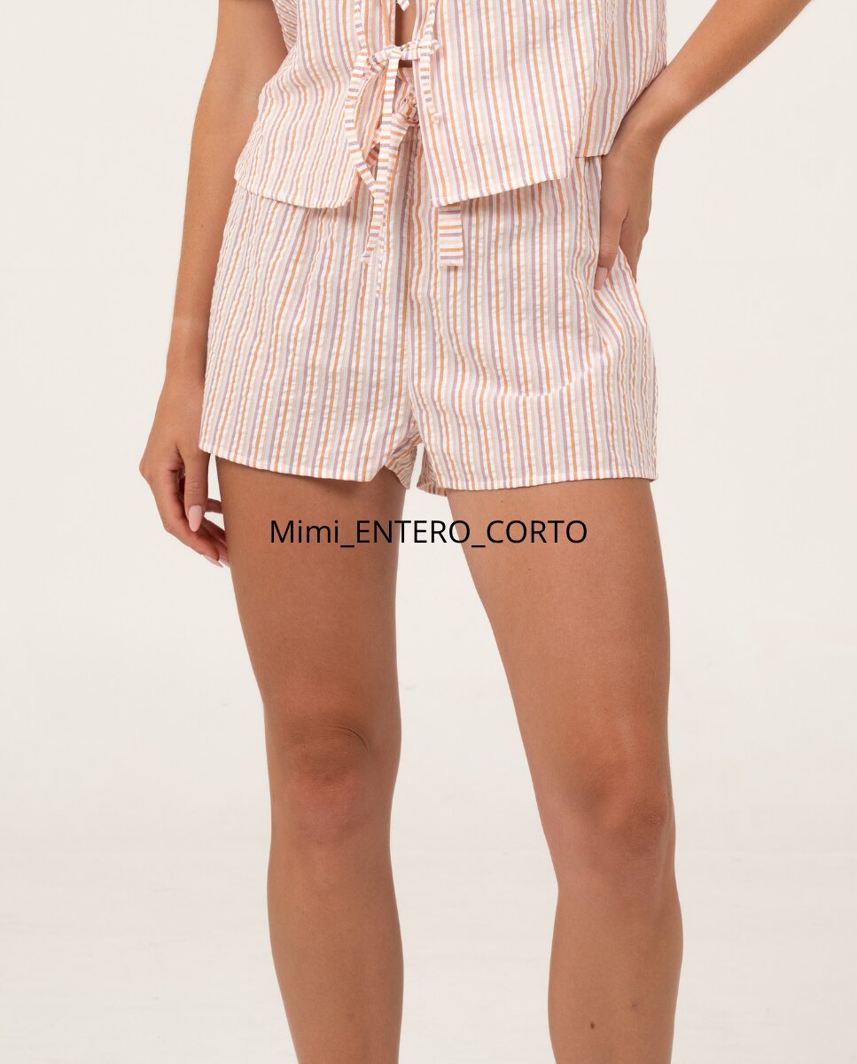 Pantalón corto ajustable con rayas verticales - Bohodot - Camel Camel-1